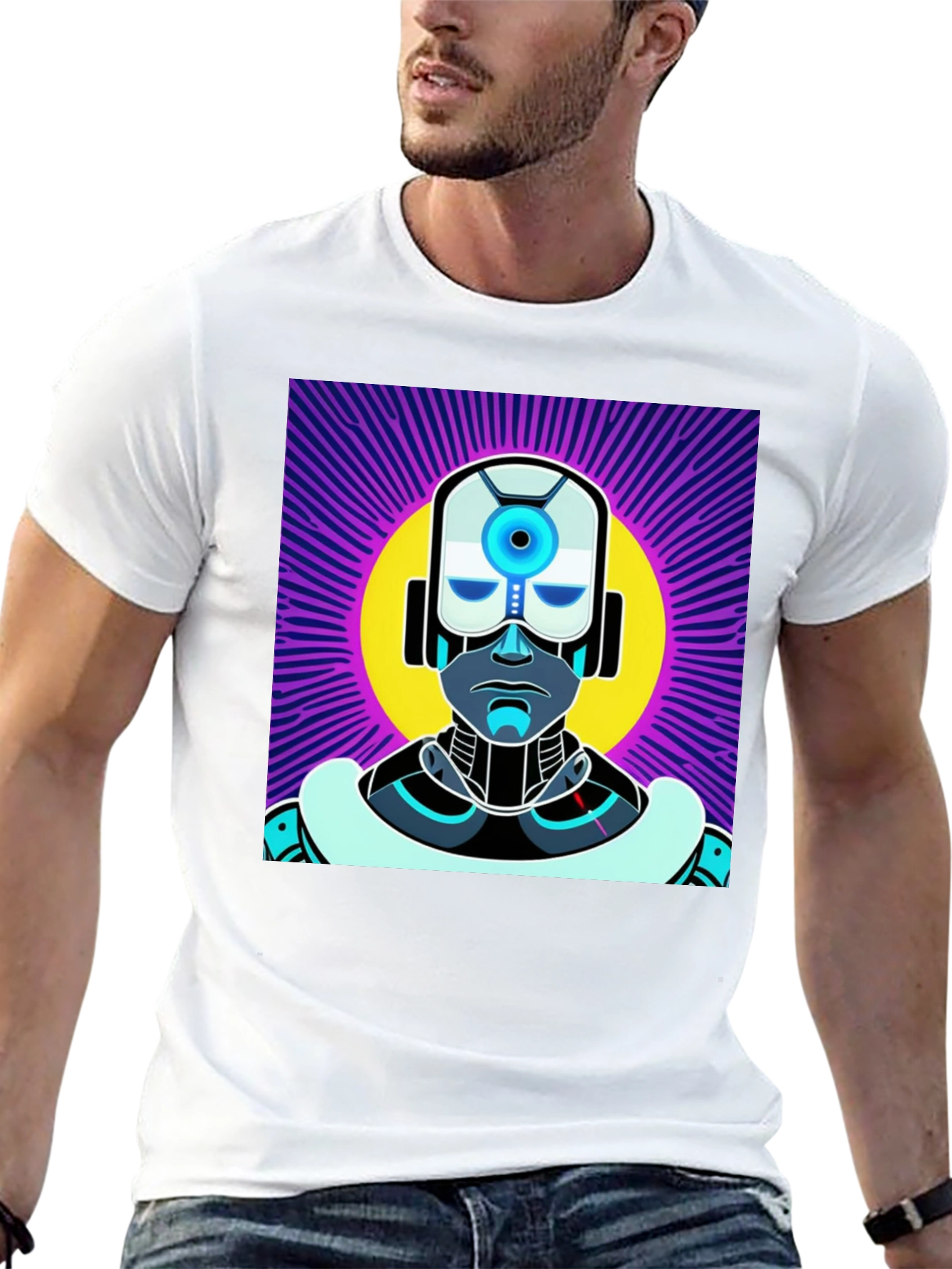 Retro Robot Graphic Tee - Sci-Fi Style