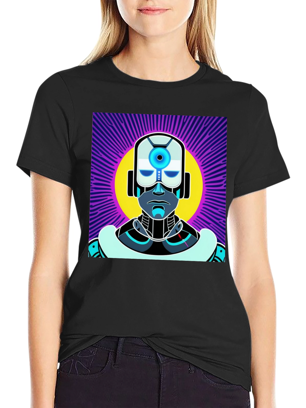 Retro Robot Graphic Tee - Sci-Fi Style