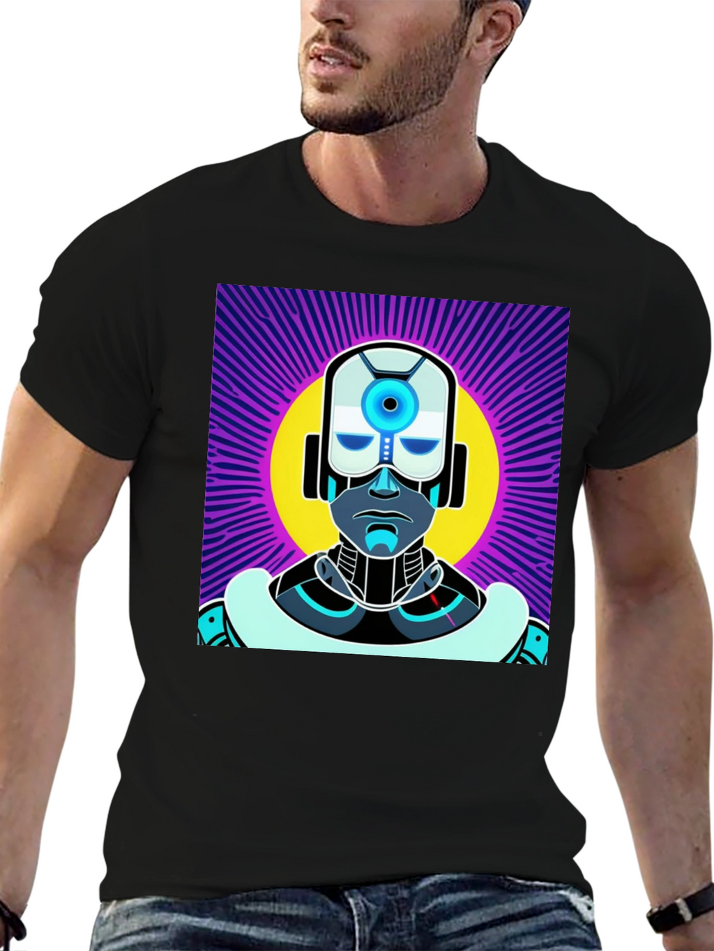 Retro Robot Graphic Tee - Sci-Fi Style