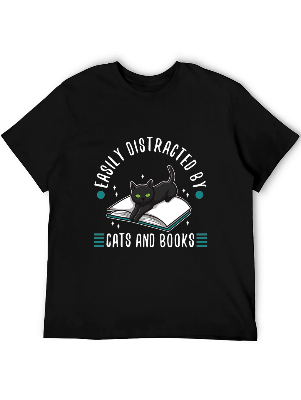 Easily Distracted by Cats and Books T-Shirt