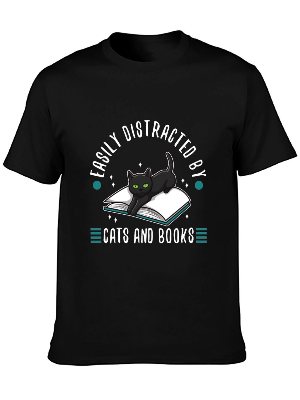 Easily Distracted by Cats and Books T-Shirt