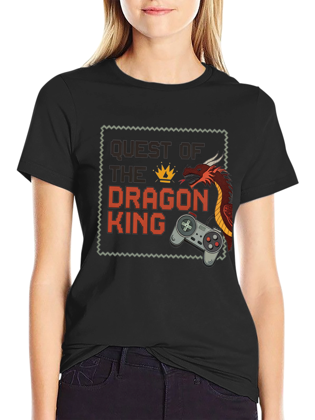 Quest of the Dragon King Black T-Shirt - Gamer Style