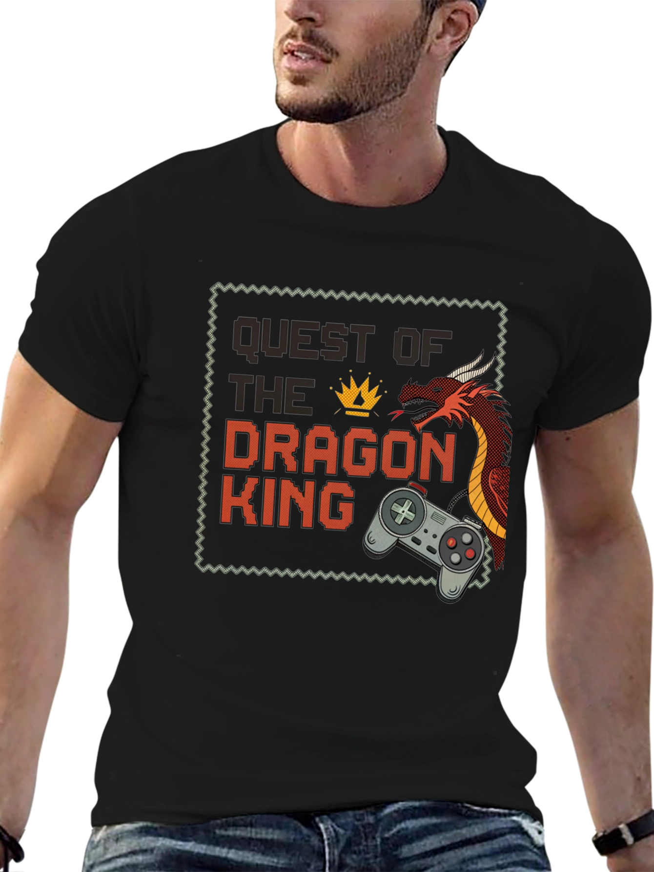 Quest of the Dragon King Black T-Shirt - Gamer Style