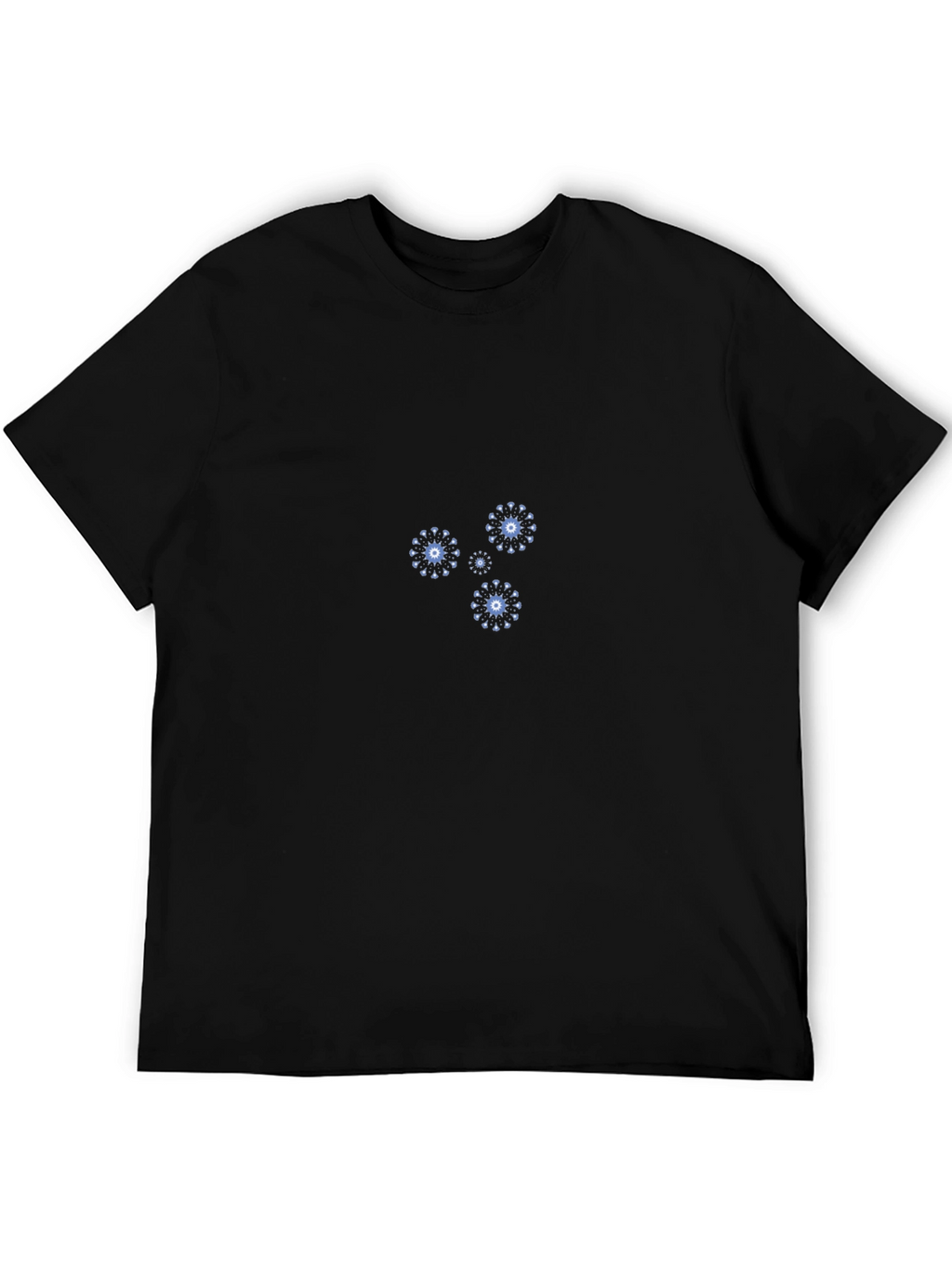 Mens Black T-Shirt with Abstract Floral Design