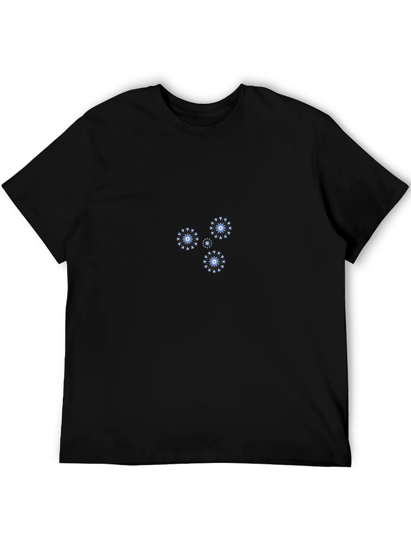 Mens Black T-Shirt with Abstract Floral Design