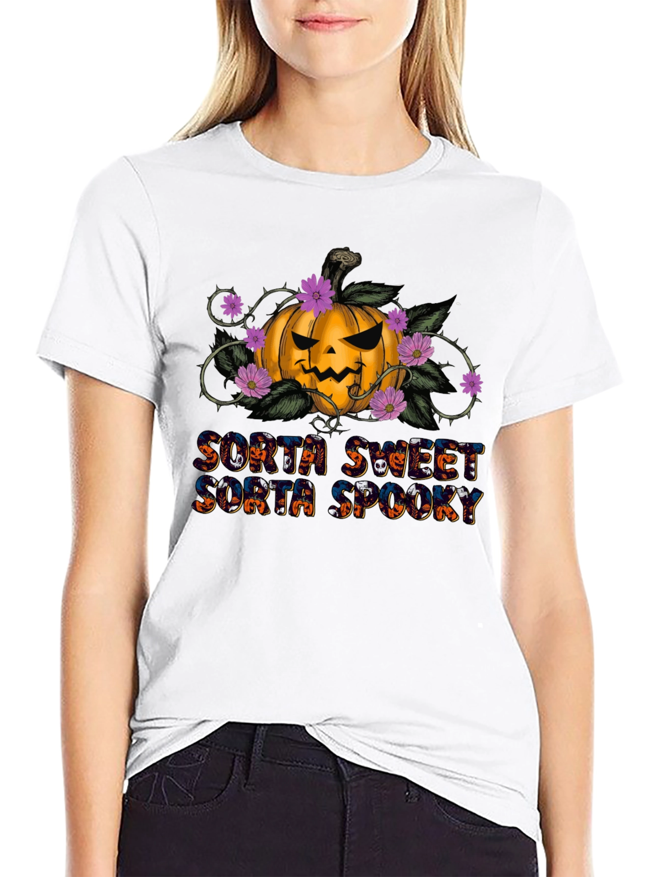 Sorta Sweet Sorta Spooky Halloween Pumpkin T-Shirt