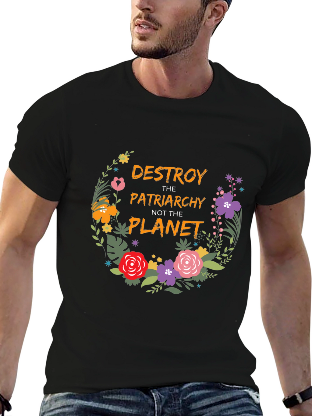 Destroy Patriarchy Floral T-Shirt