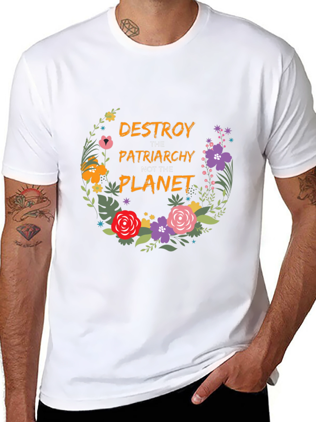 Destroy Patriarchy Floral T-Shirt
