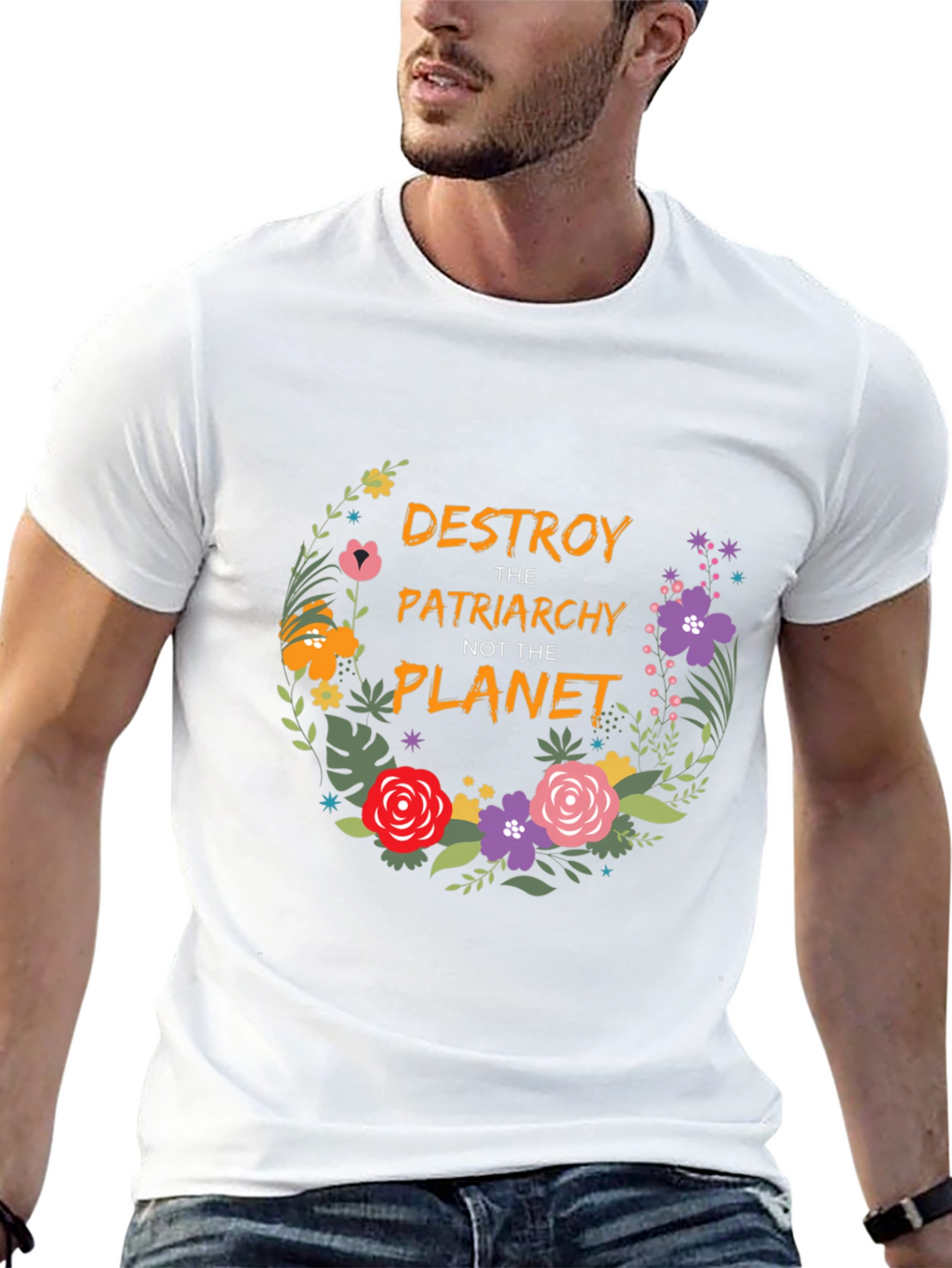 Destroy Patriarchy Floral T-Shirt