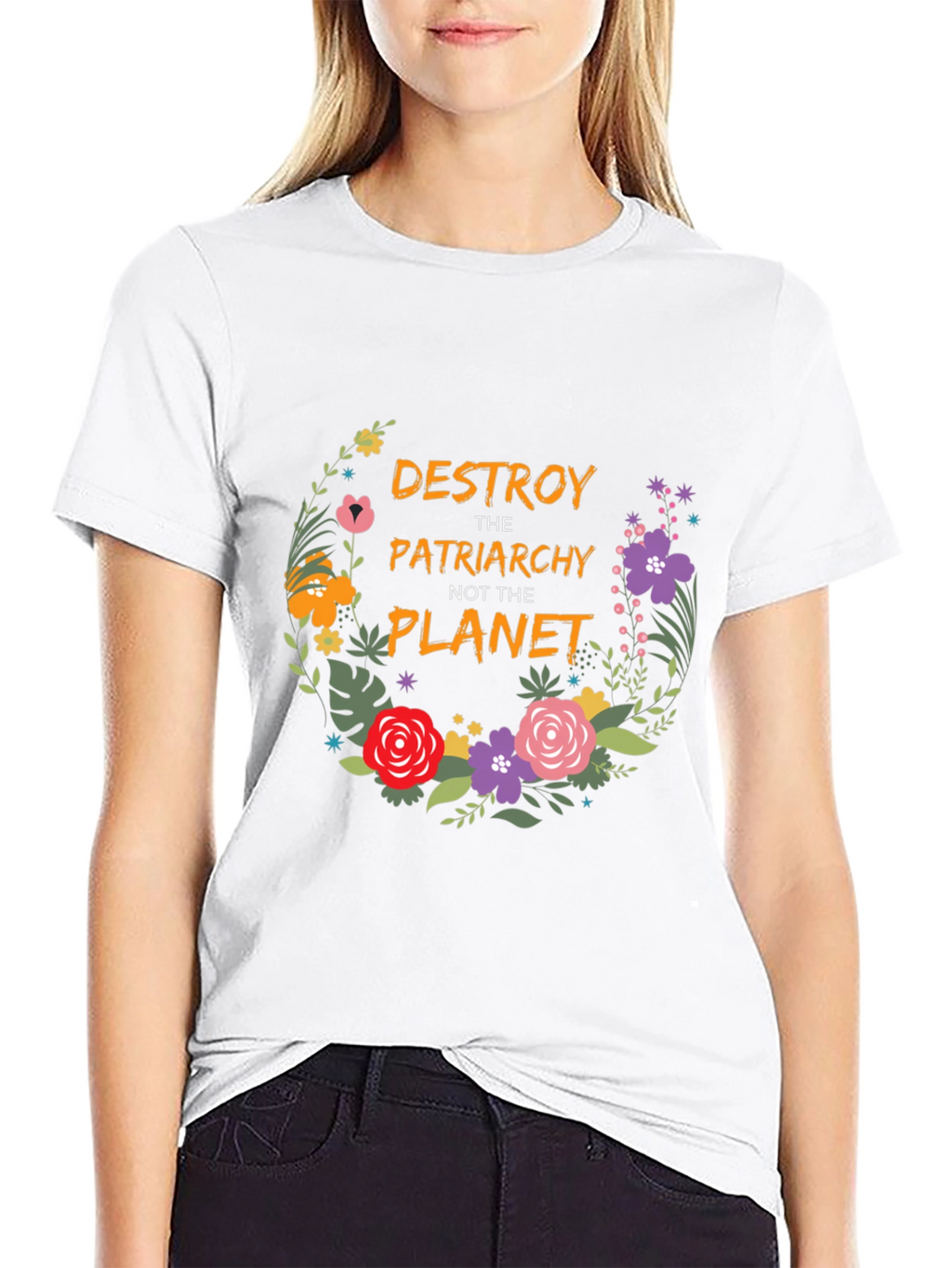 Destroy Patriarchy Floral T-Shirt