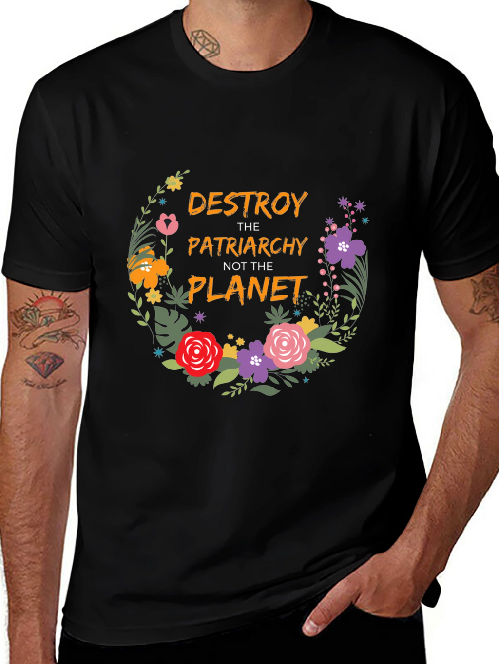 Destroy Patriarchy Floral T-Shirt