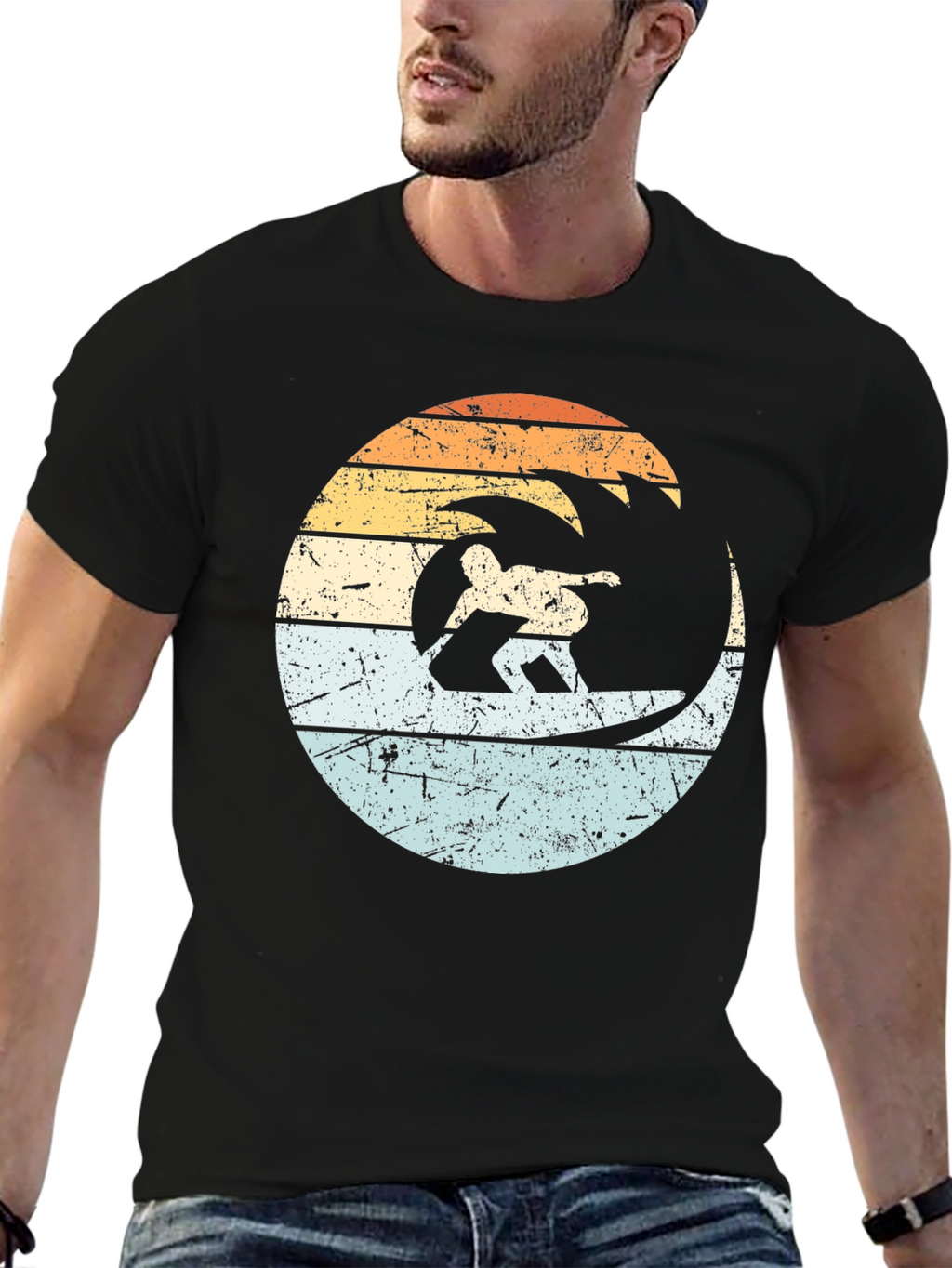 Retro Surfer Wave Graphic T-Shirt