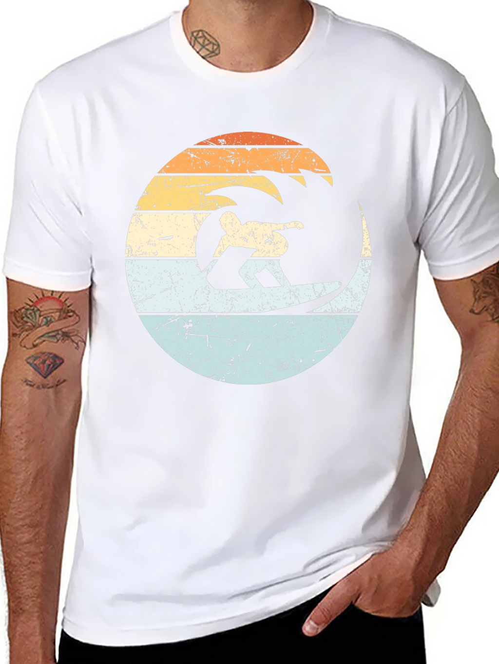Retro Surfer Wave Graphic T-Shirt