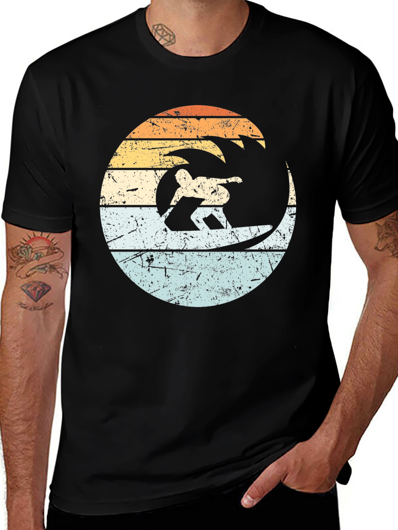 Retro Surfer Wave Graphic T-Shirt