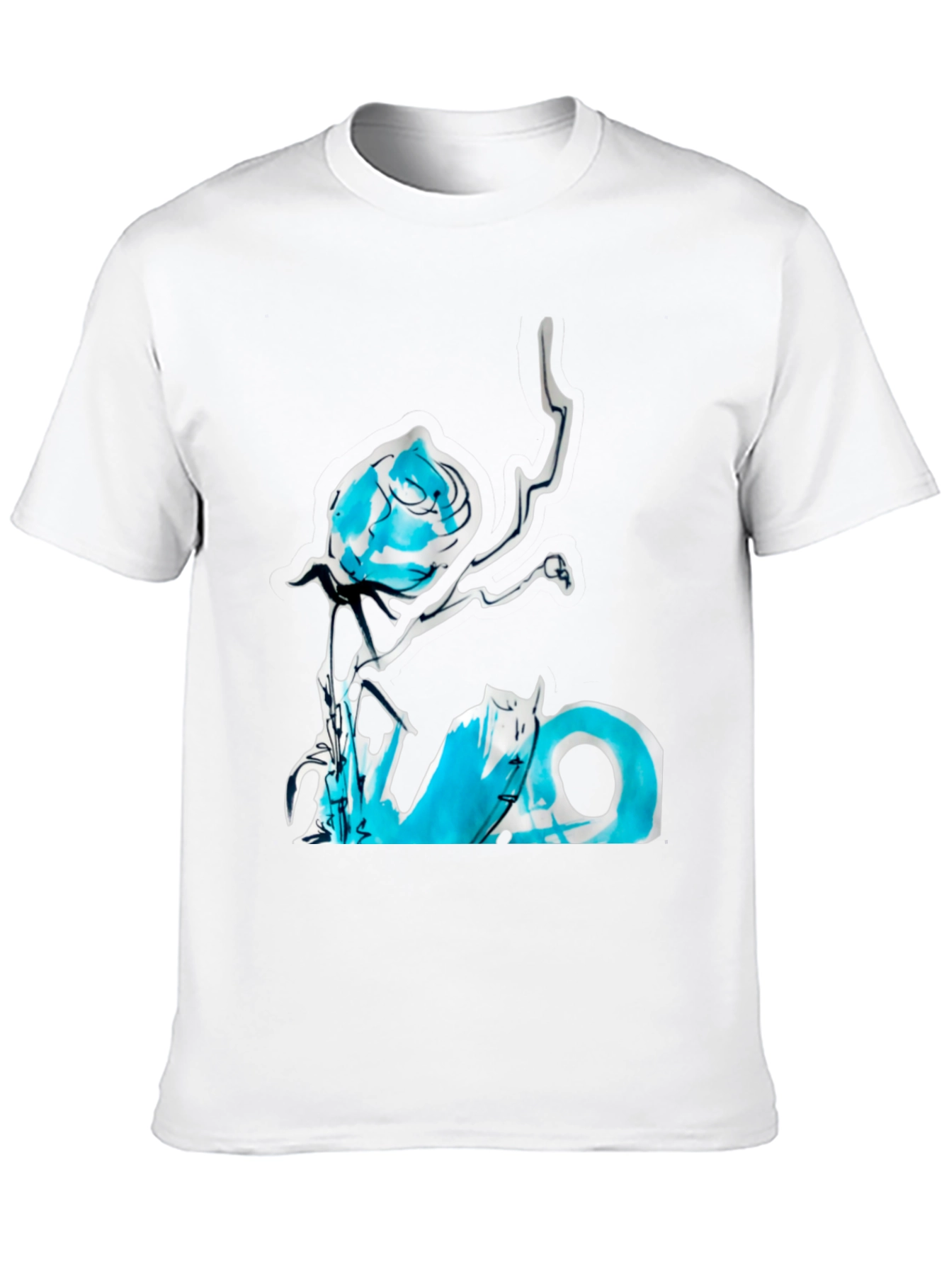 Abstract Rose Graphic Tee - Black