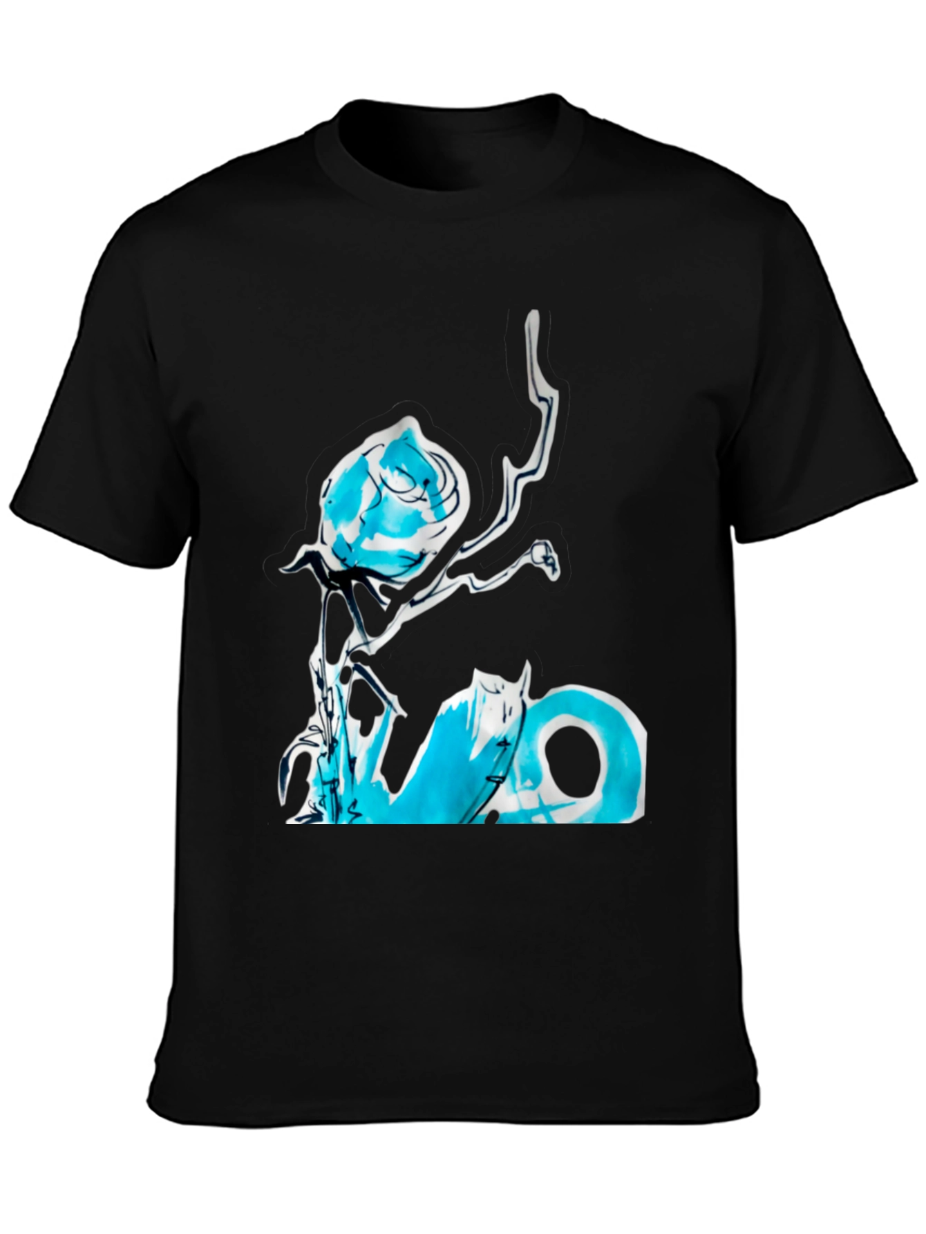 Abstract Rose Graphic Tee - Black