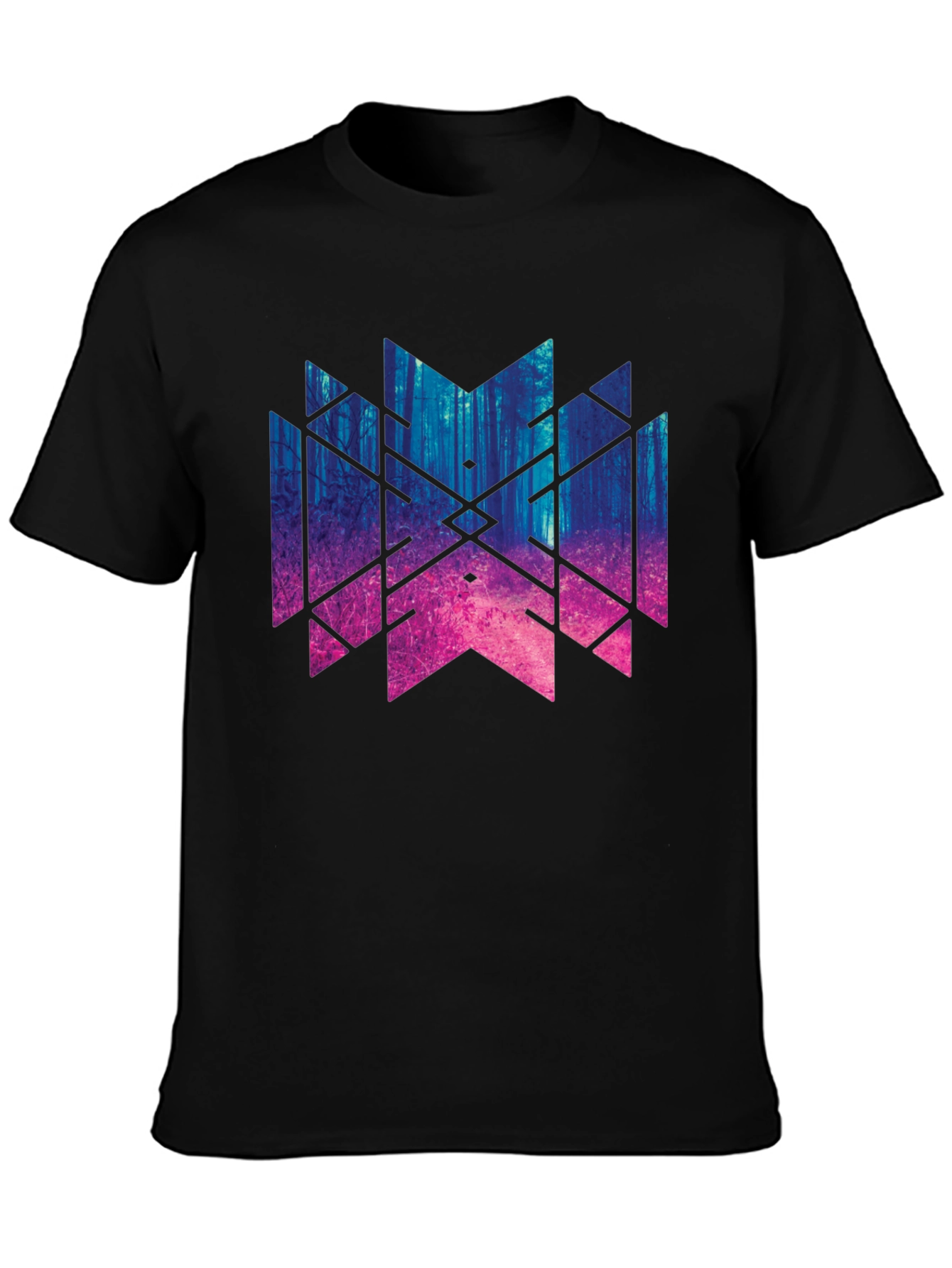 Geometric Forest T-Shirt - Black