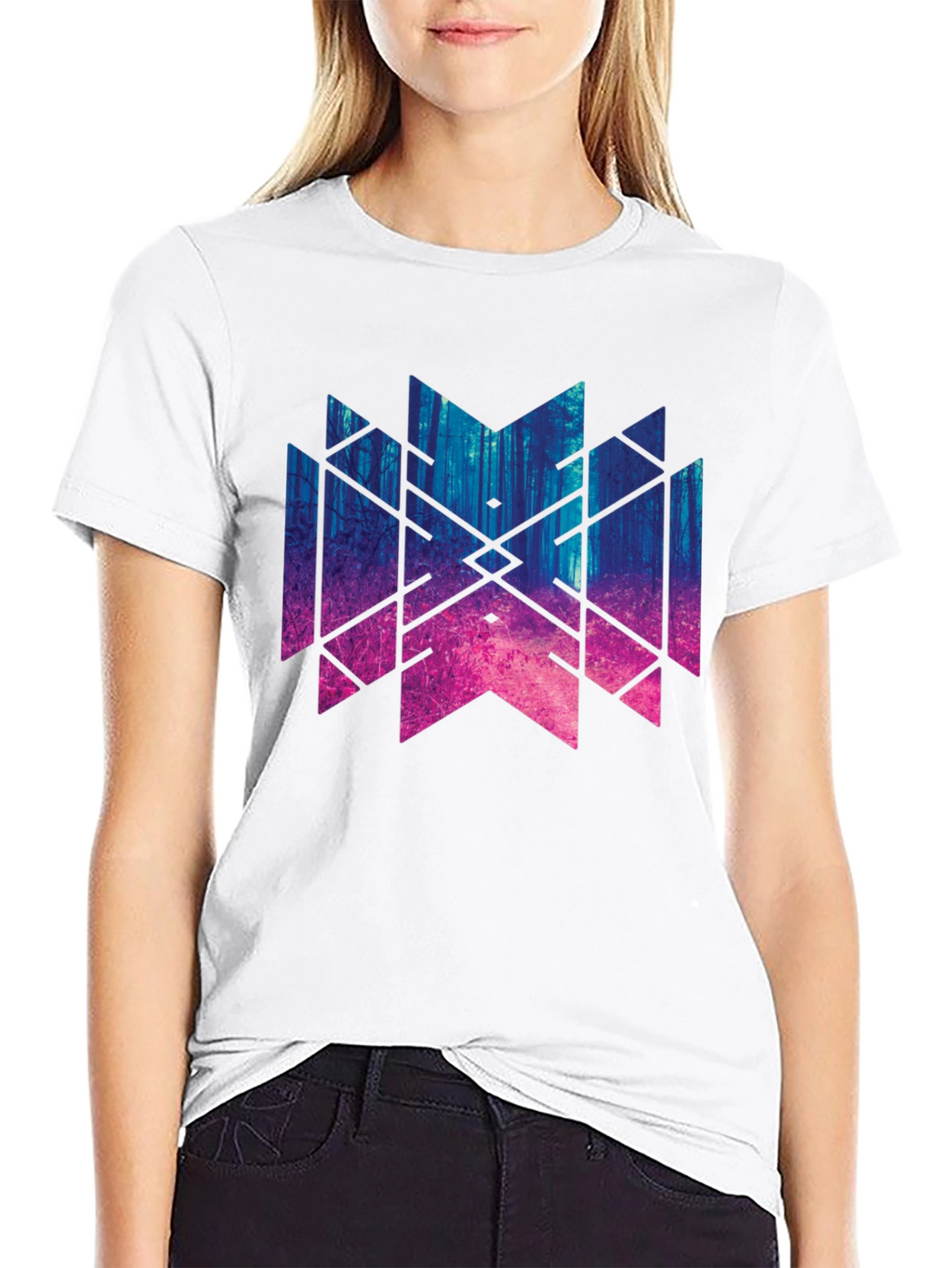 Geometric Forest T-Shirt - Black