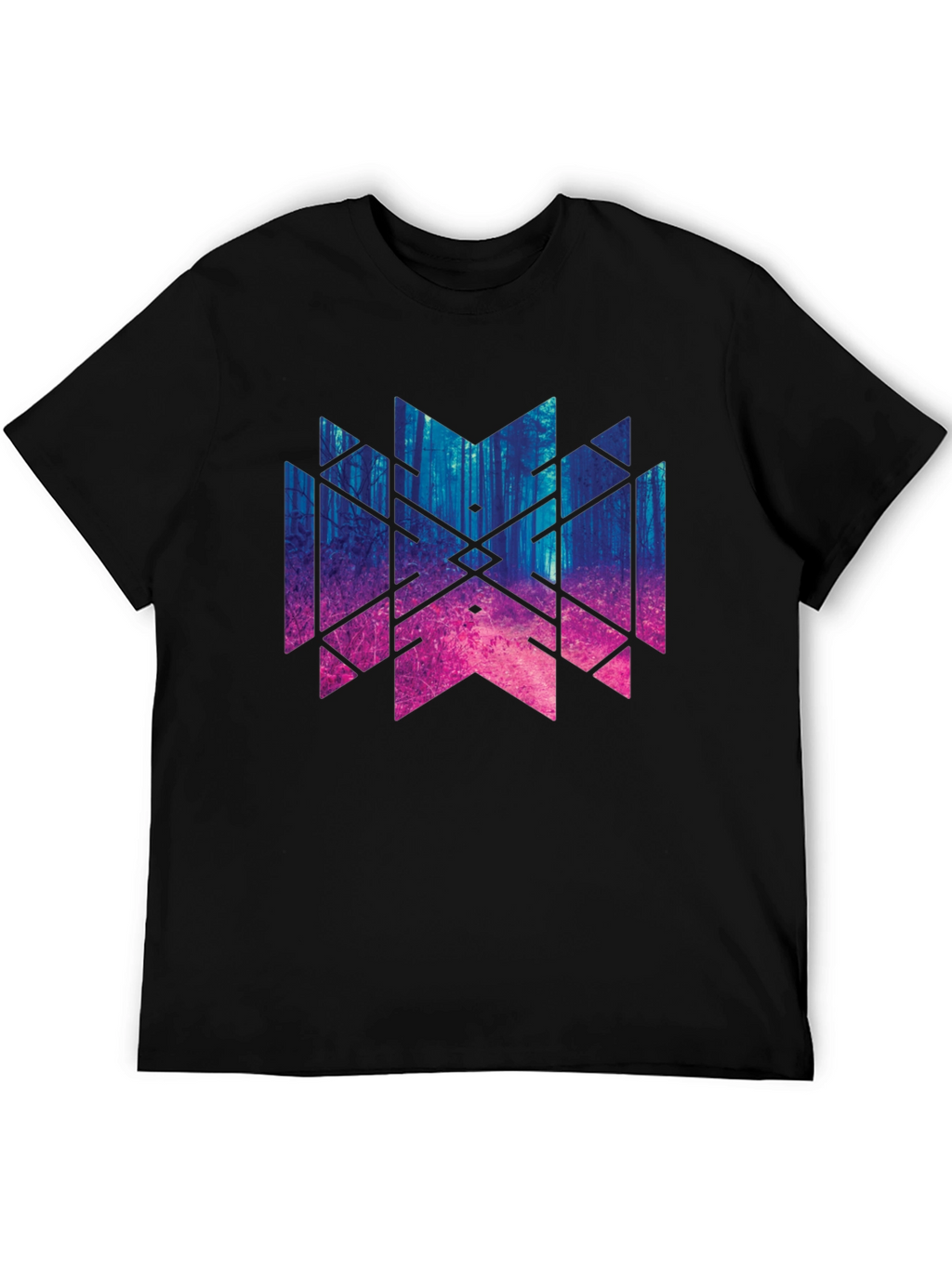 Geometric Forest T-Shirt - Black