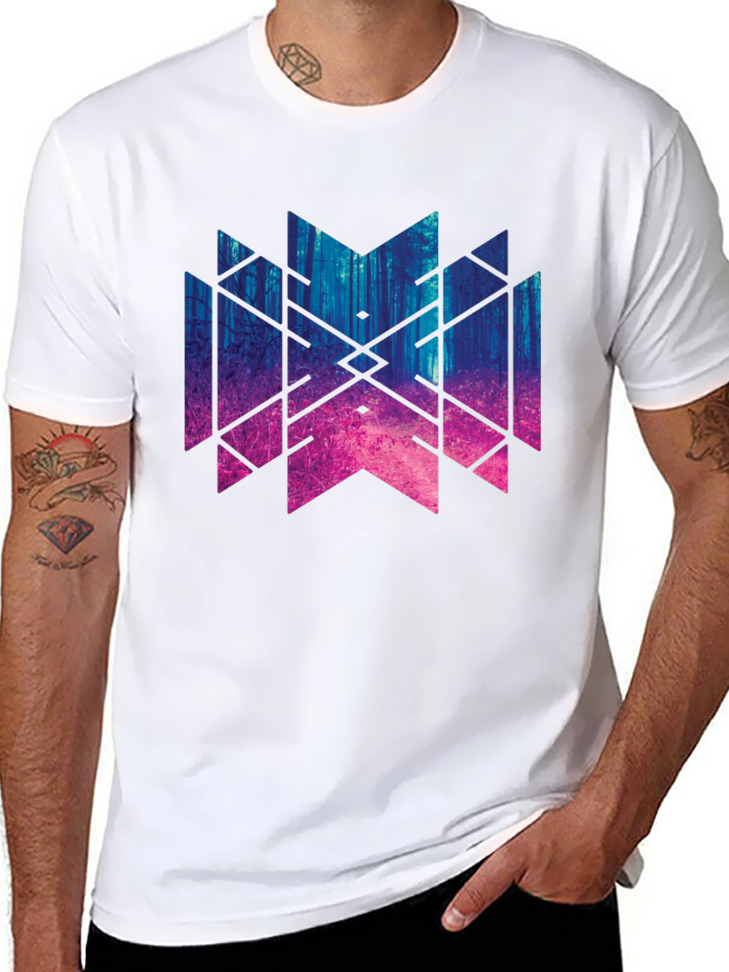 Geometric Forest T-Shirt - Black