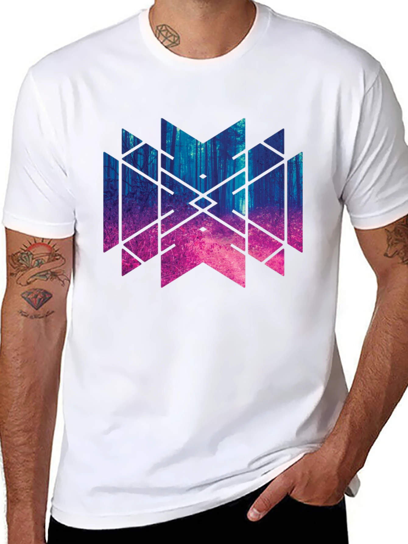 Geometric Forest T-Shirt - Black