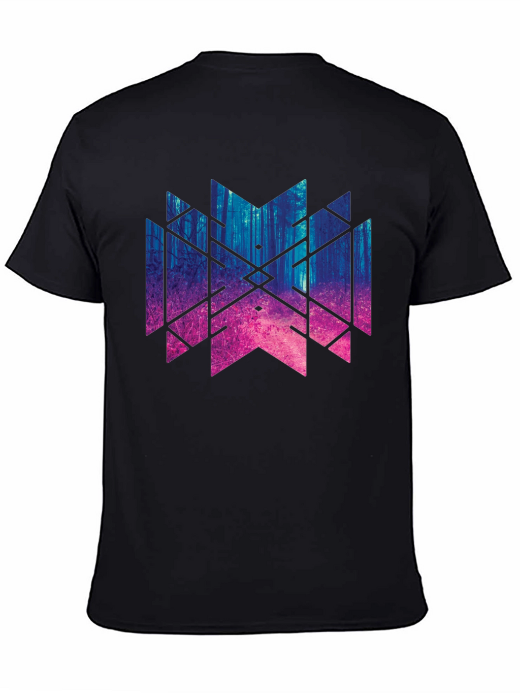 Geometric Forest T-Shirt - Black