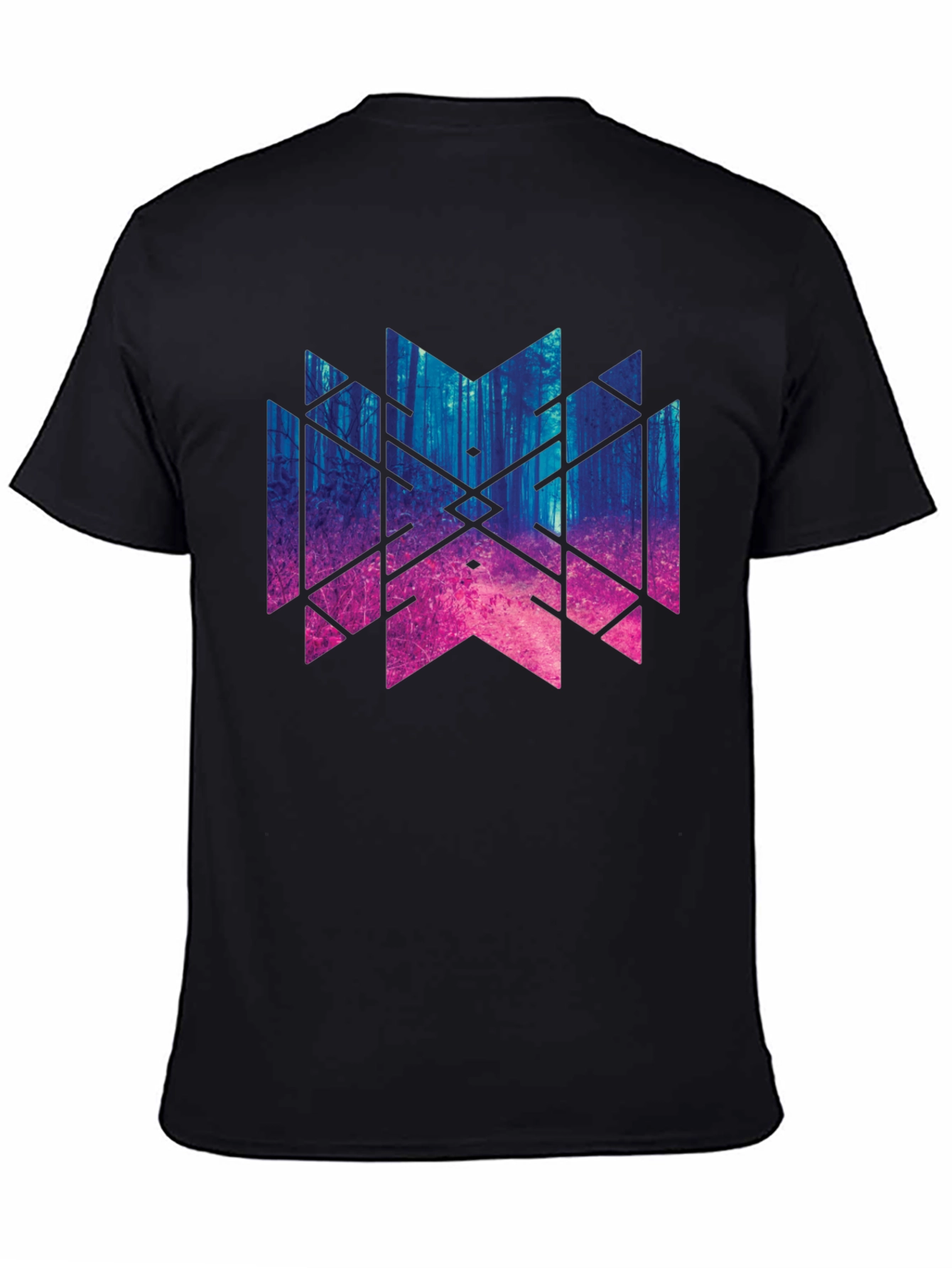 Geometric Forest T-Shirt - Black
