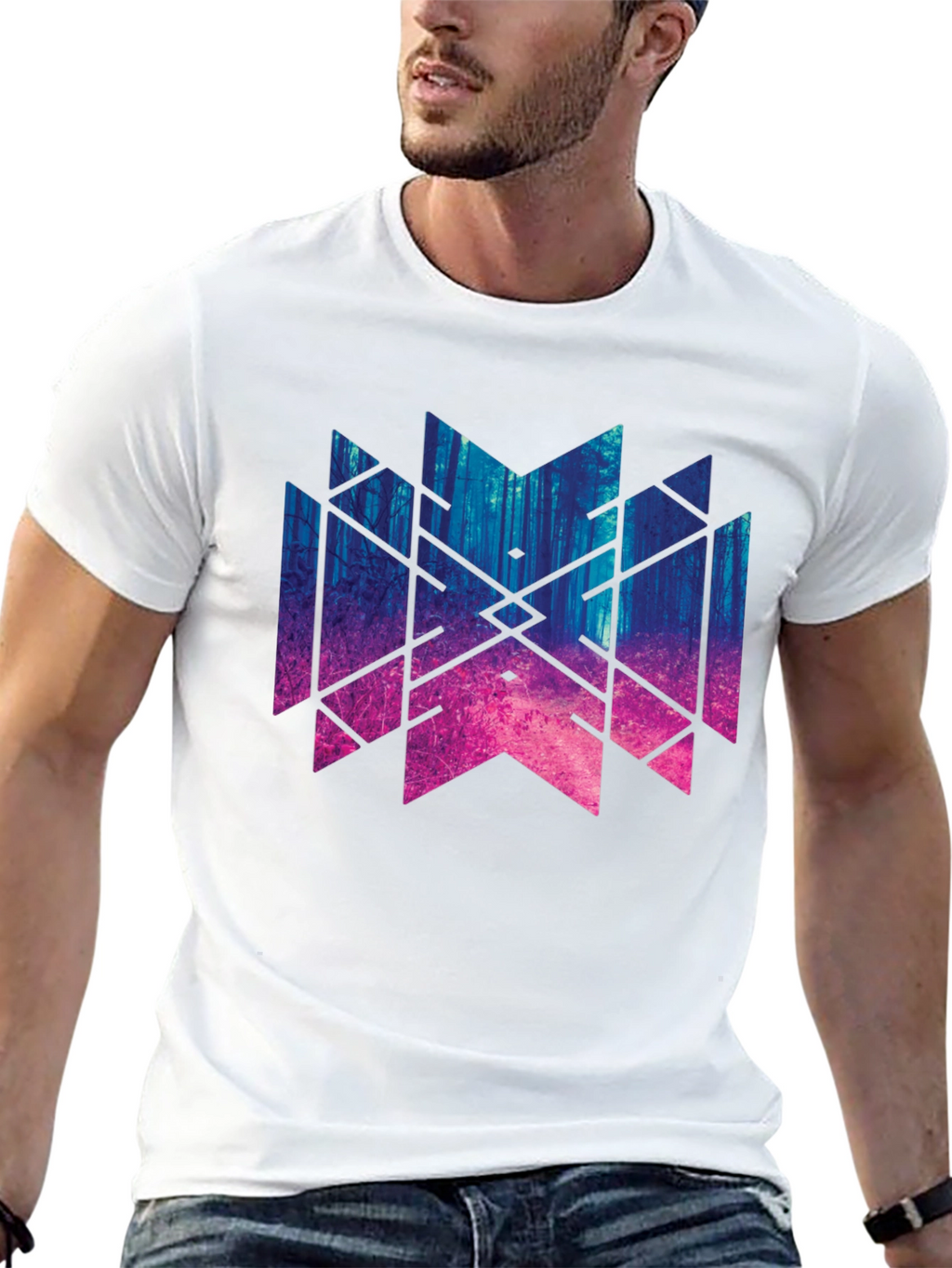 Geometric Forest T-Shirt - Black