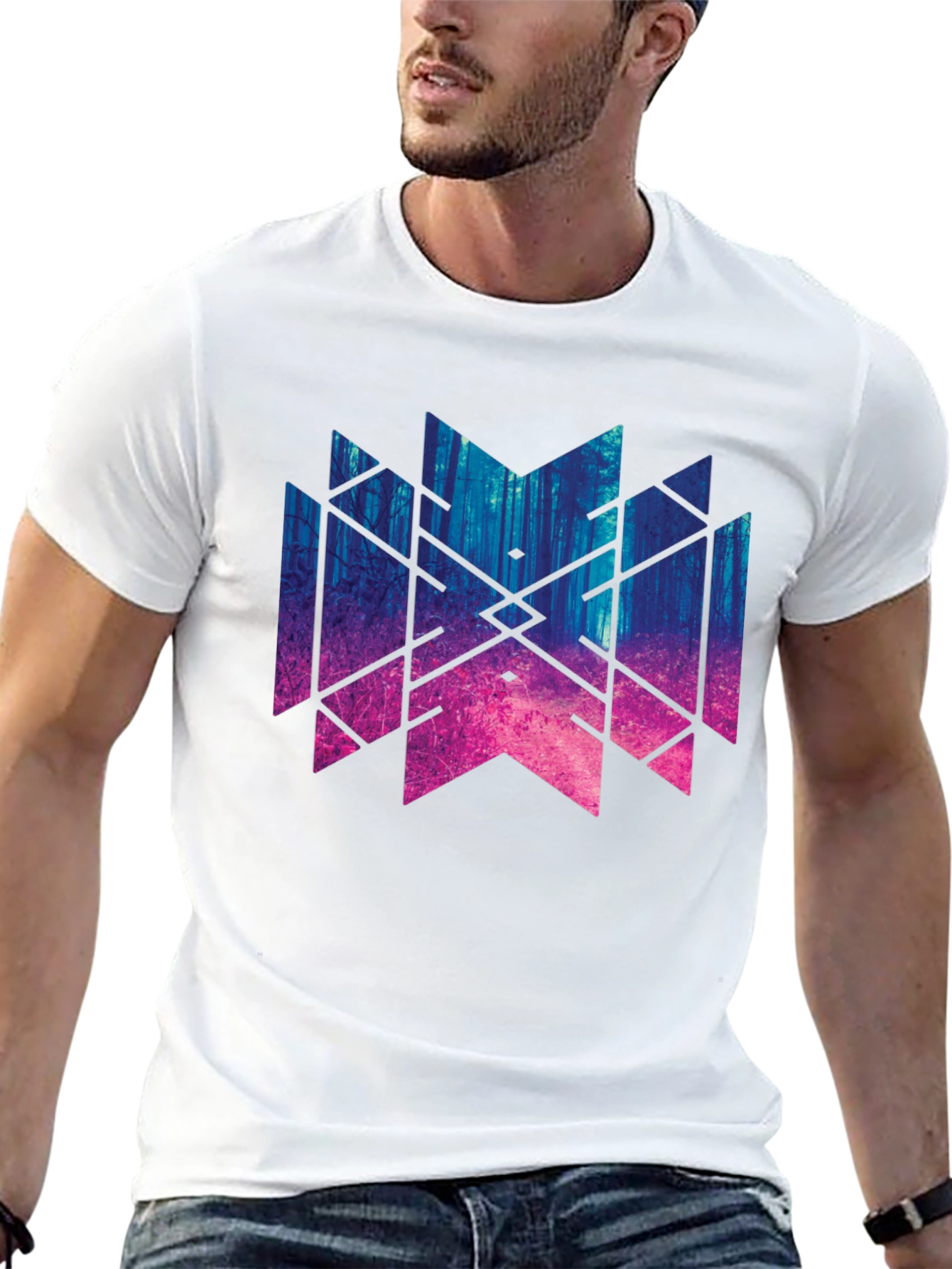 Geometric Forest T-Shirt - Black