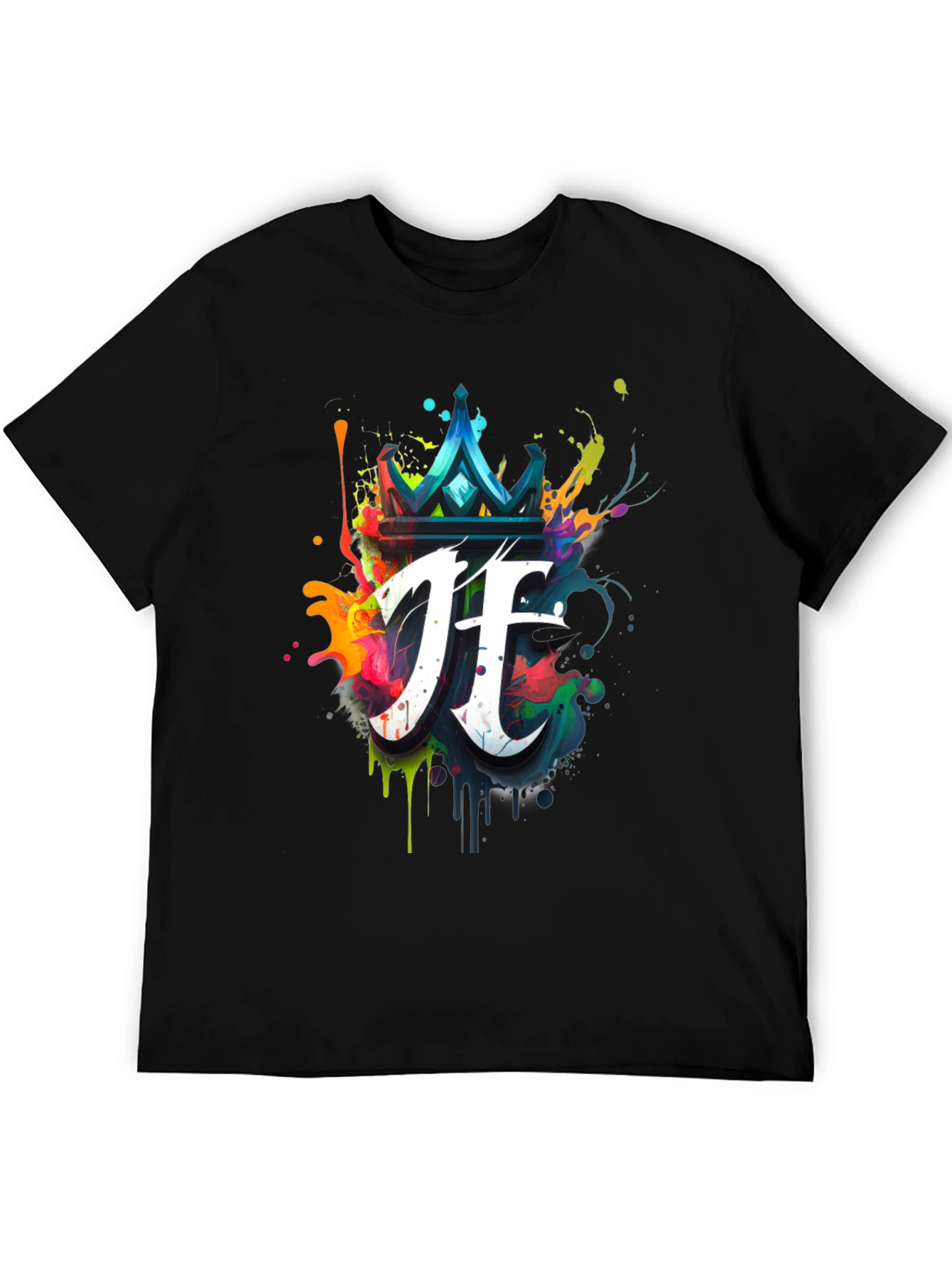 Crown & Initial Graphic Black T-Shirt