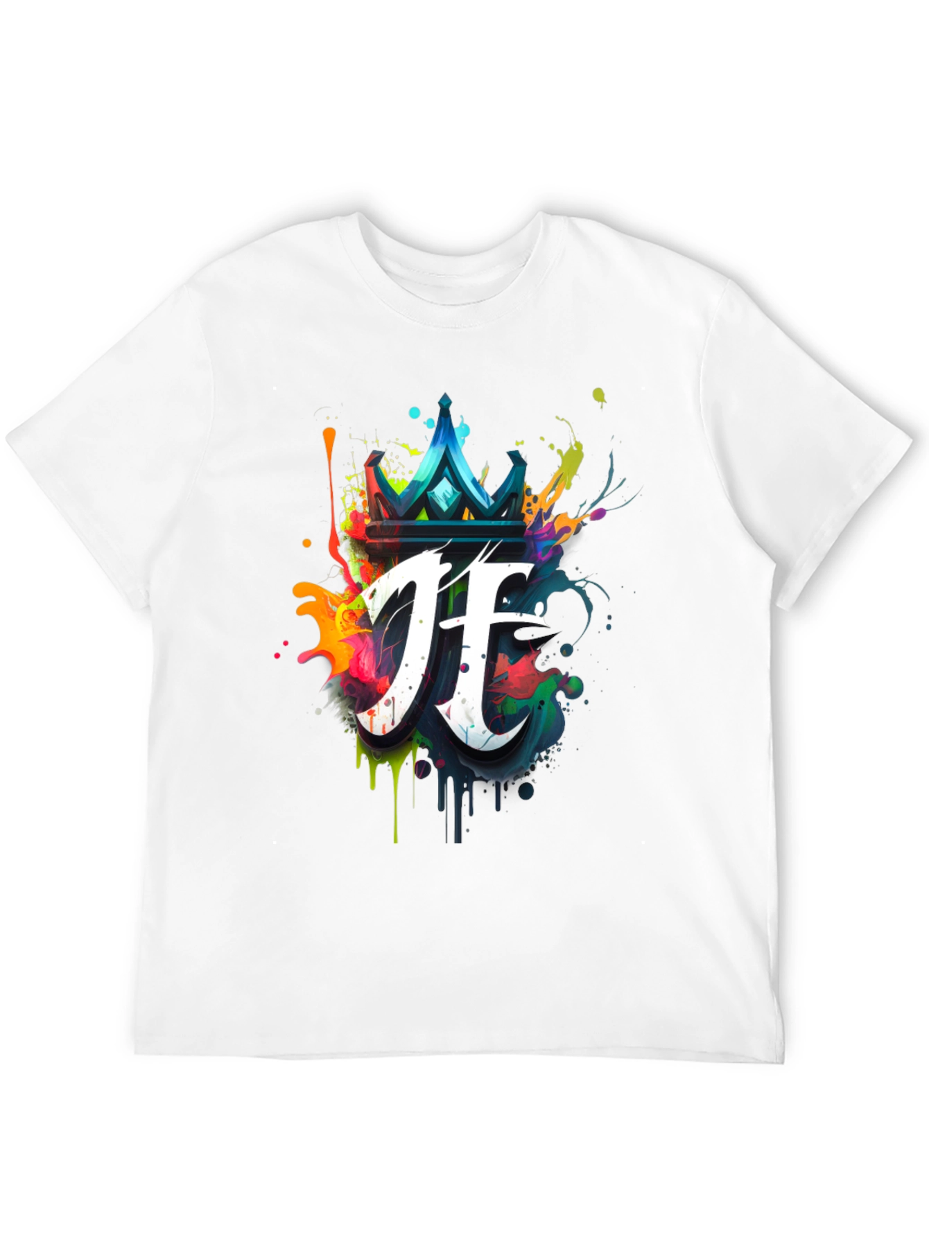Crown & Initial Graphic Black T-Shirt