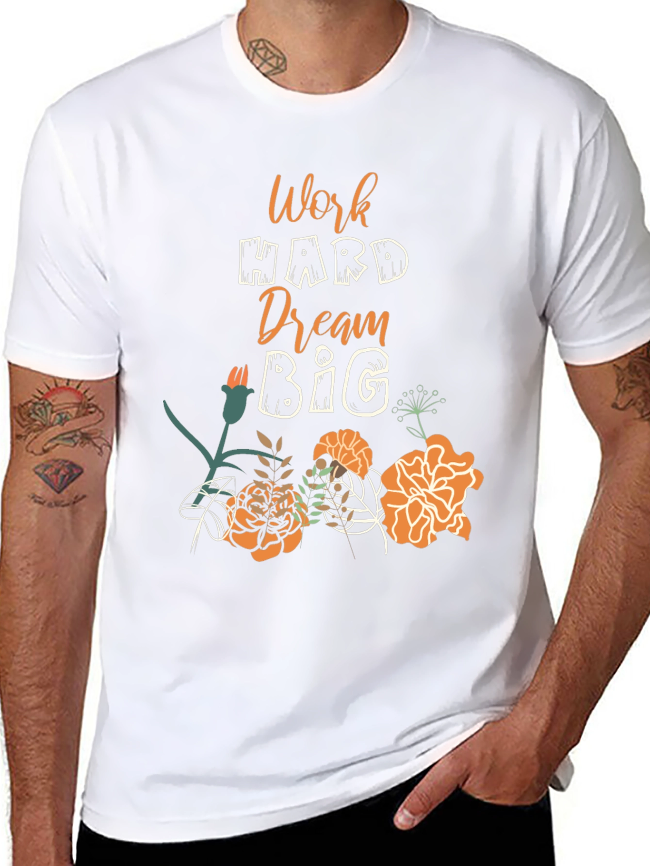 Work Hard Dream Big Floral Tee