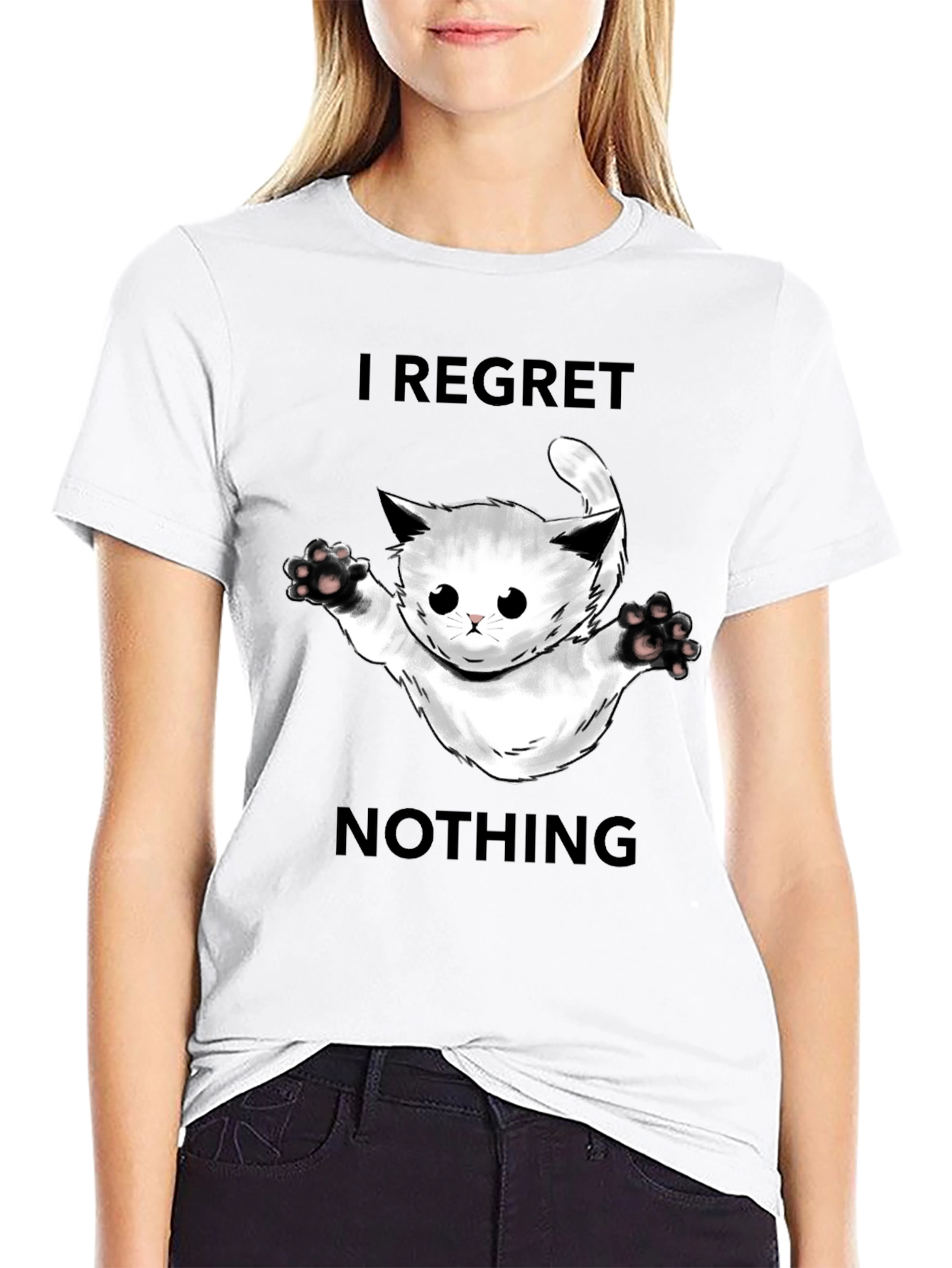 Regret Nothing Cat Graphic Tee
