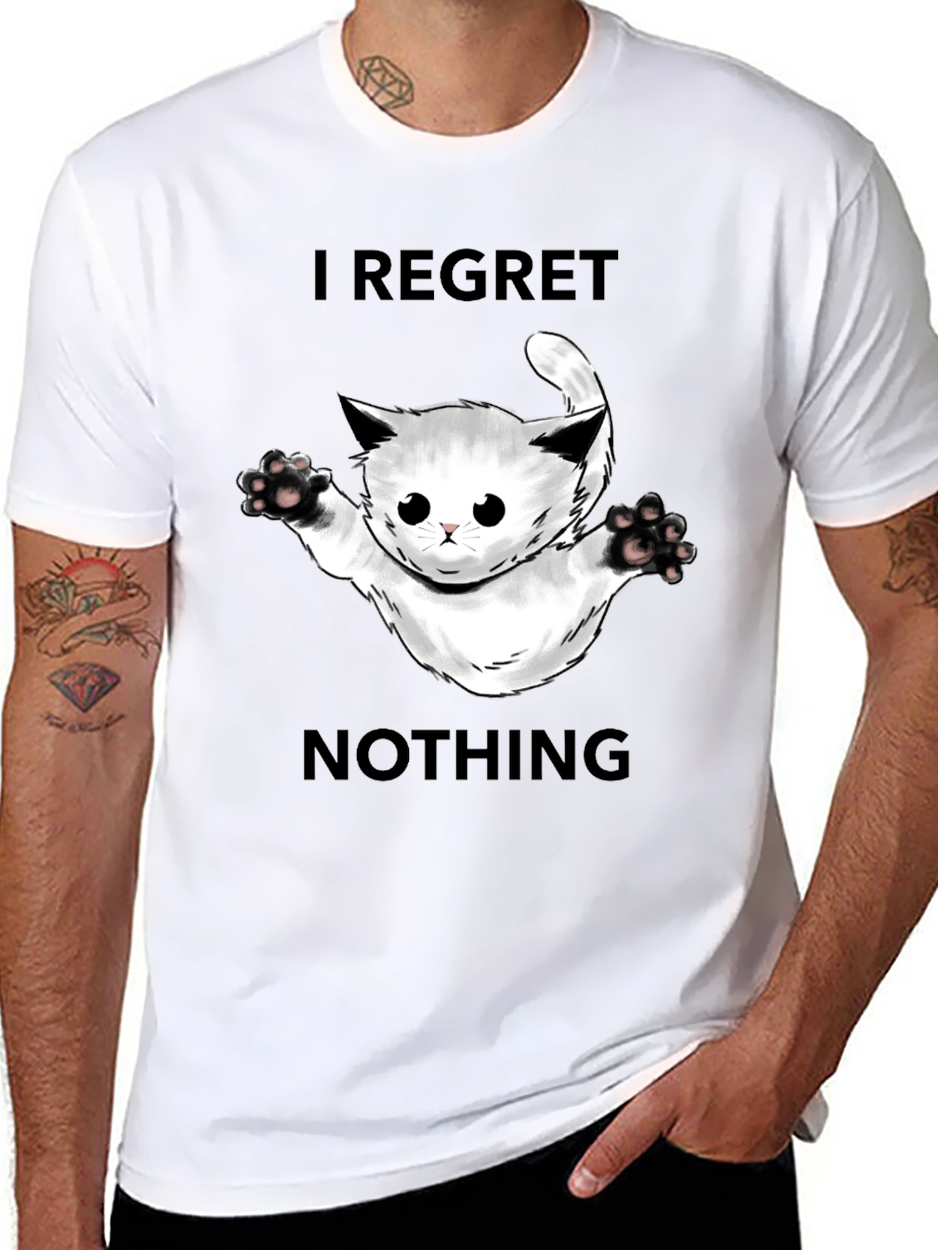 Regret Nothing Cat Graphic Tee
