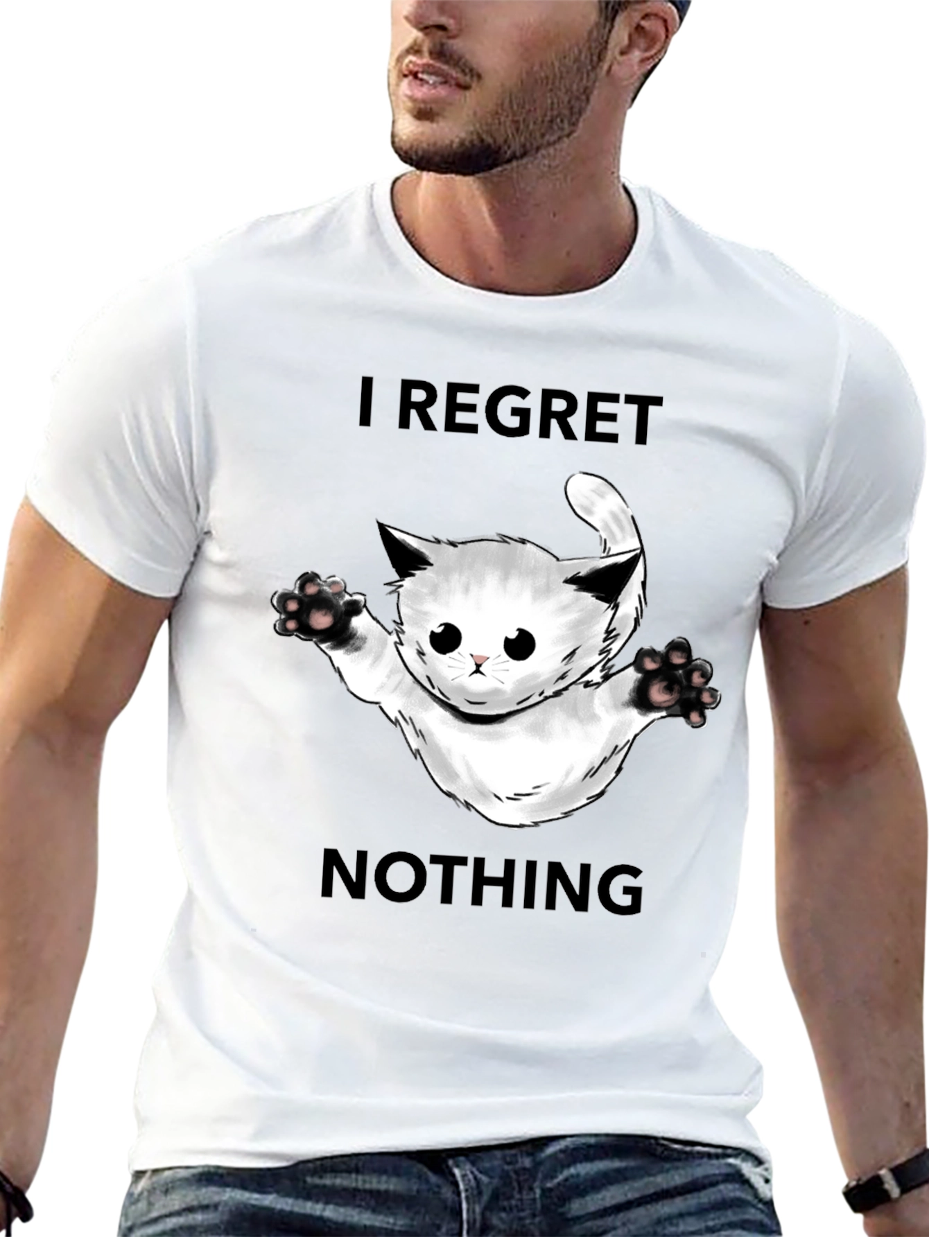 Regret Nothing Cat Graphic Tee