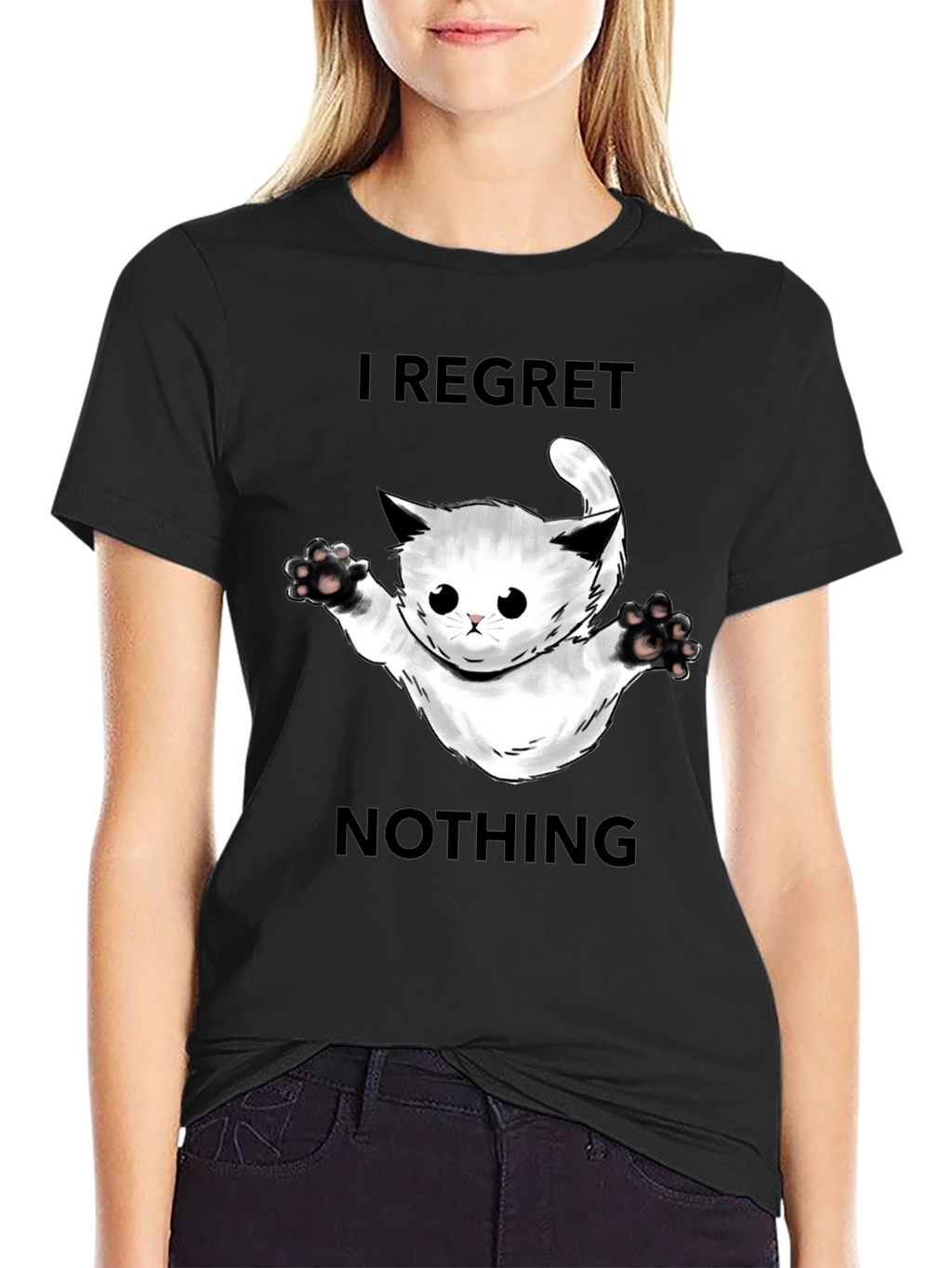 Regret Nothing Cat Graphic Tee