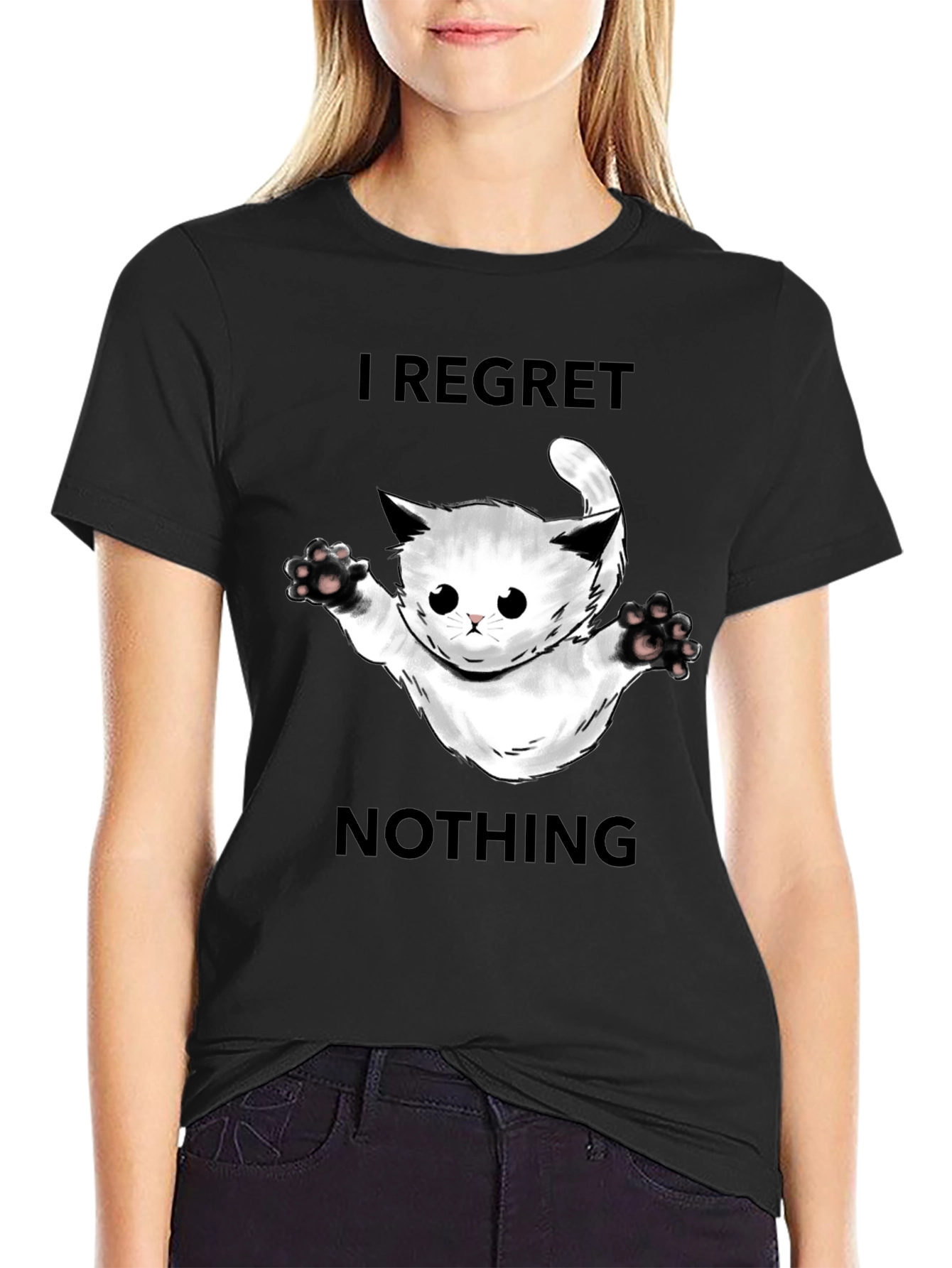 Regret Nothing Cat Graphic Tee