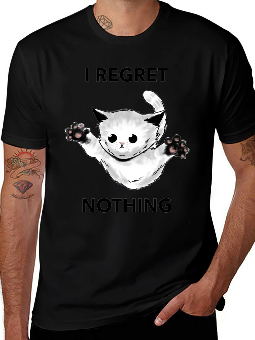 Regret Nothing Cat Graphic Tee