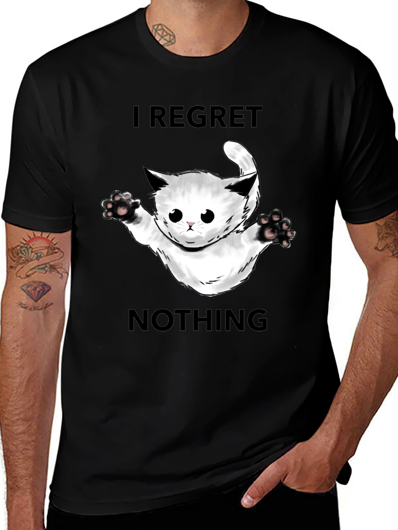 Regret Nothing Cat Graphic Tee