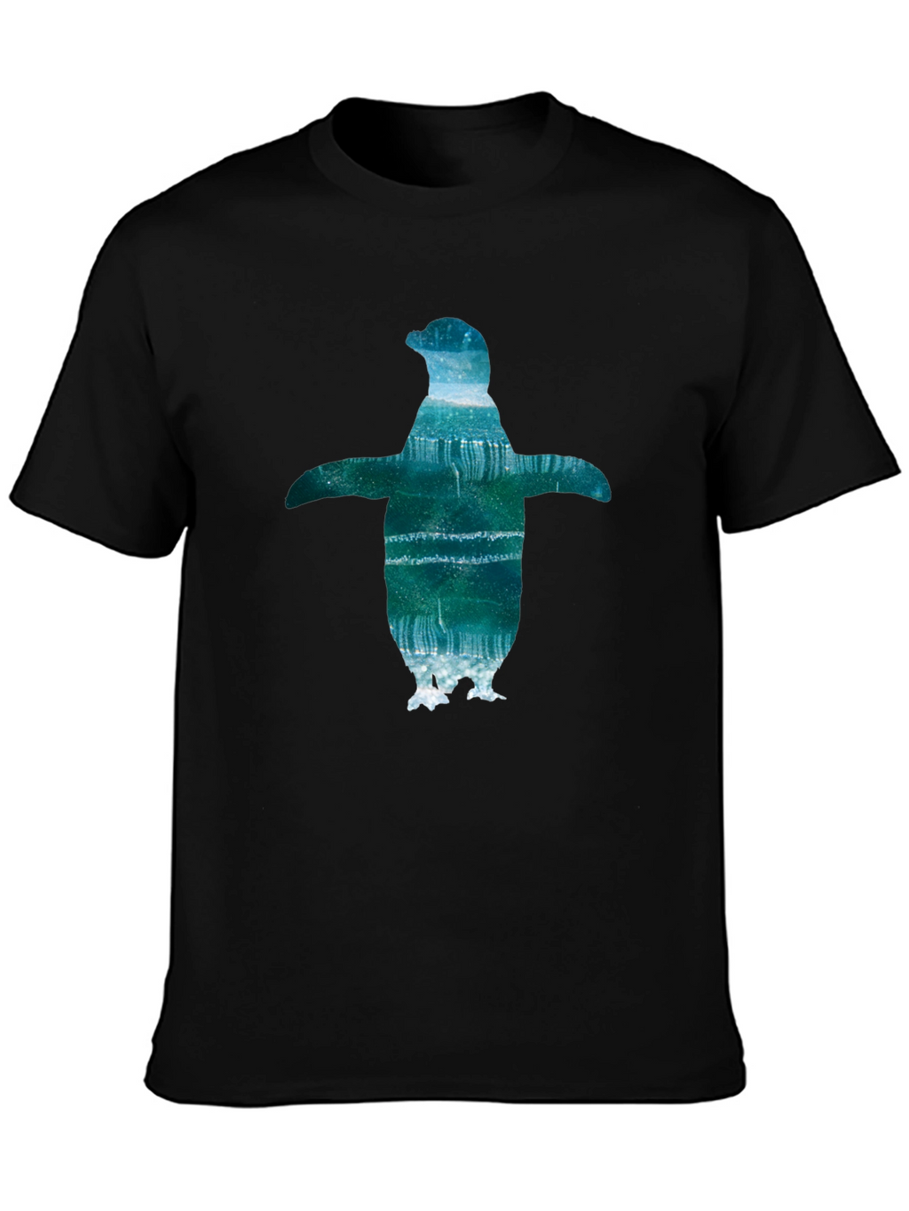 Mens Black T-Shirt with Penguin Graphic