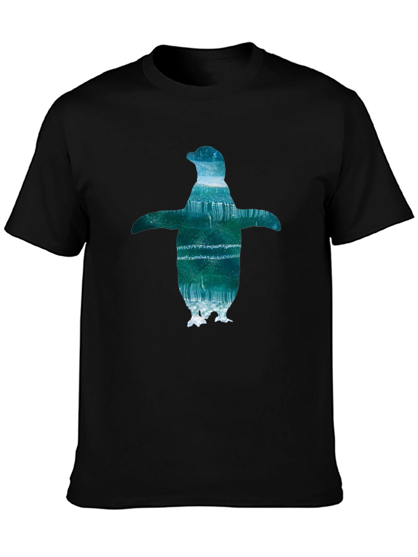 Mens Black T-Shirt with Penguin Graphic