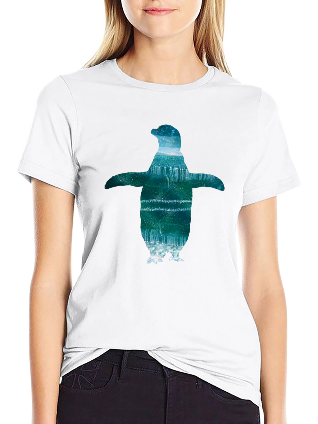 Mens Black T-Shirt with Penguin Graphic
