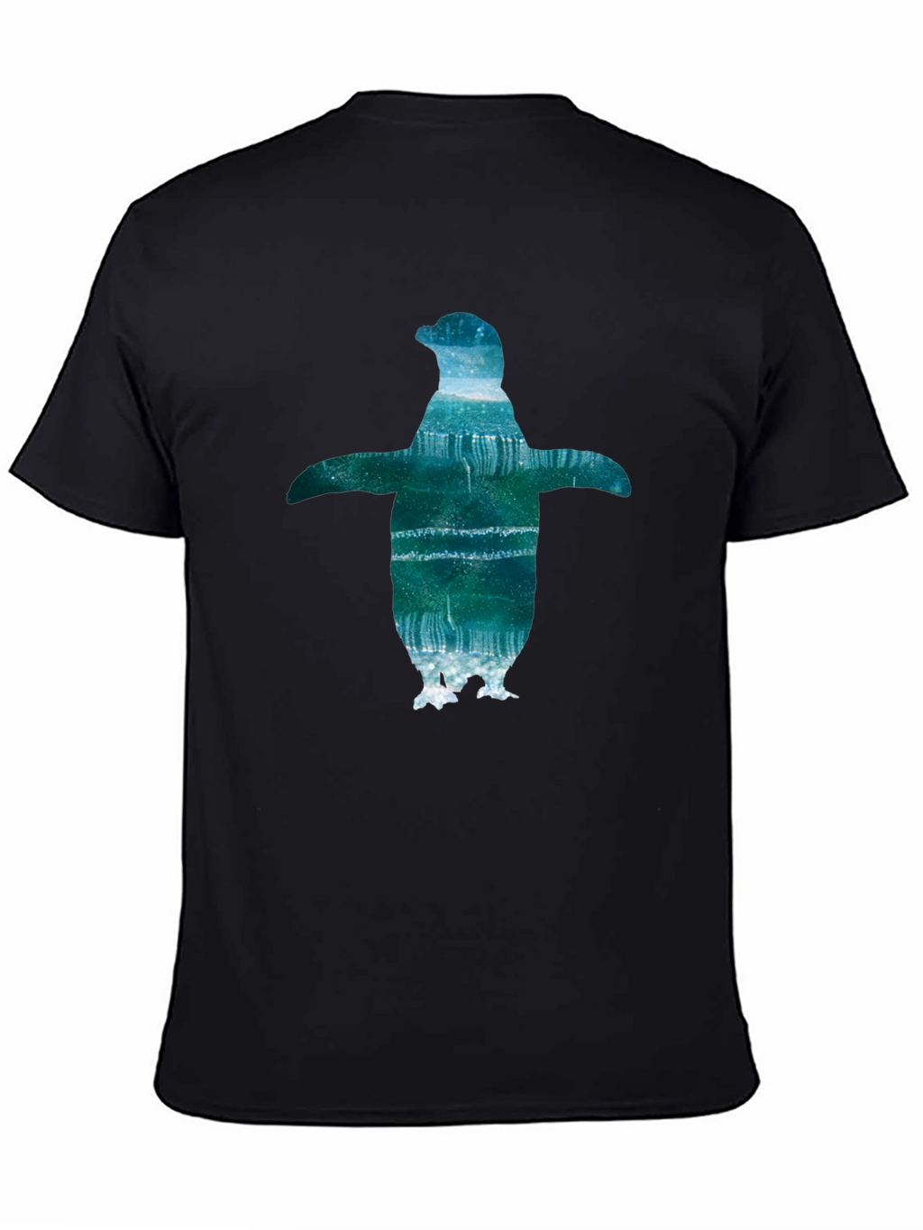 Mens Black T-Shirt with Penguin Graphic