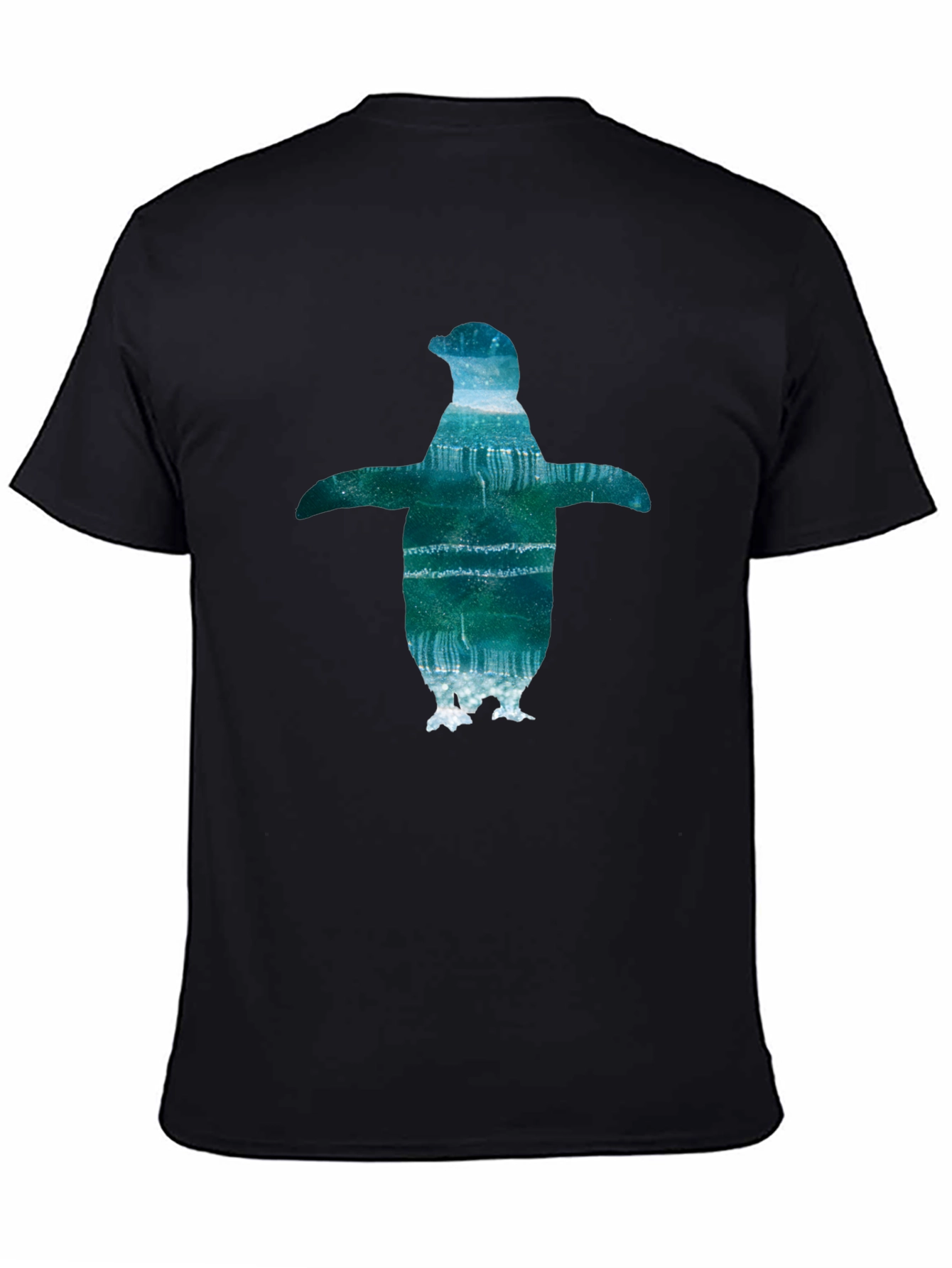 Mens Black T-Shirt with Penguin Graphic