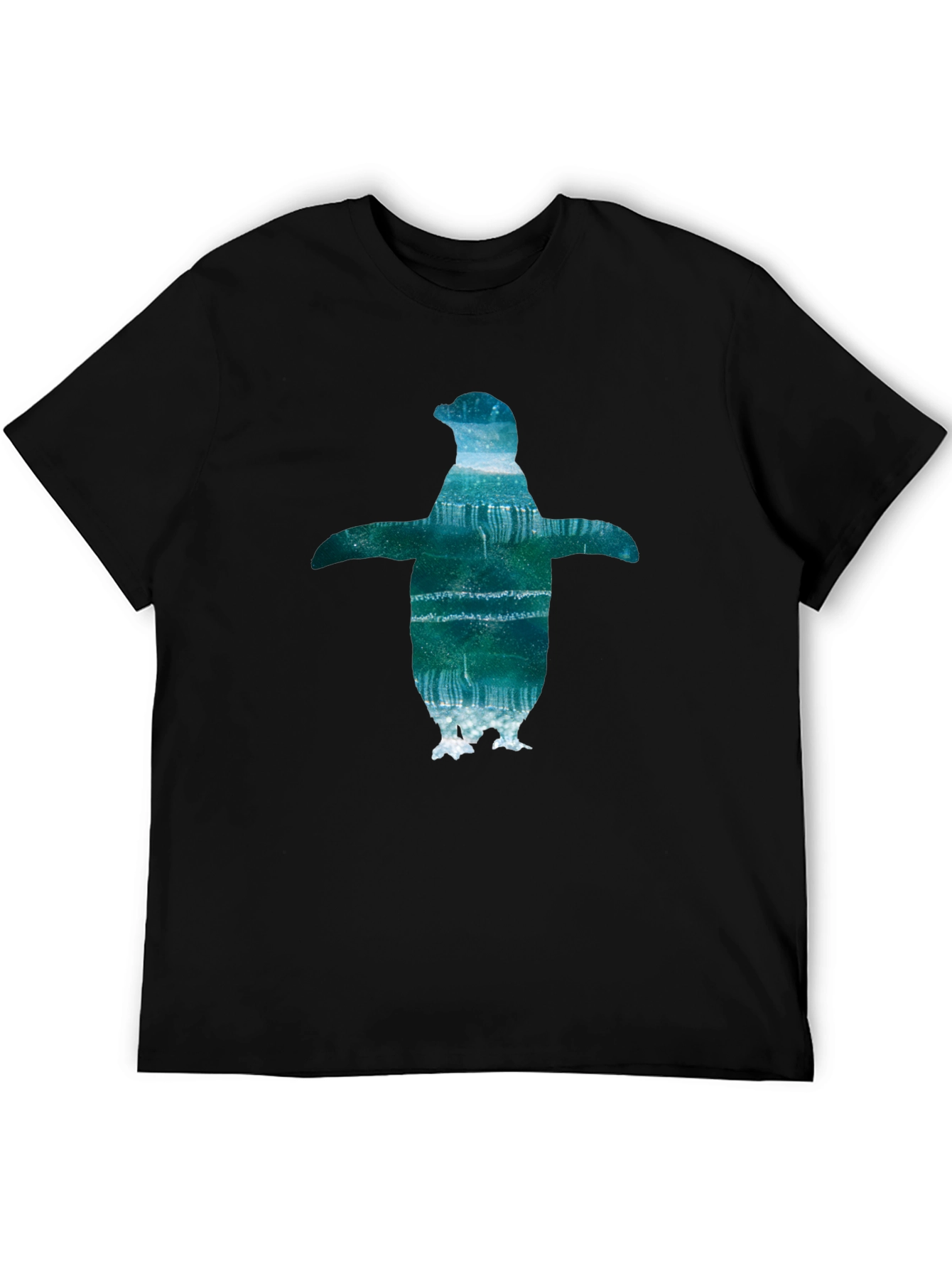 Mens Black T-Shirt with Penguin Graphic