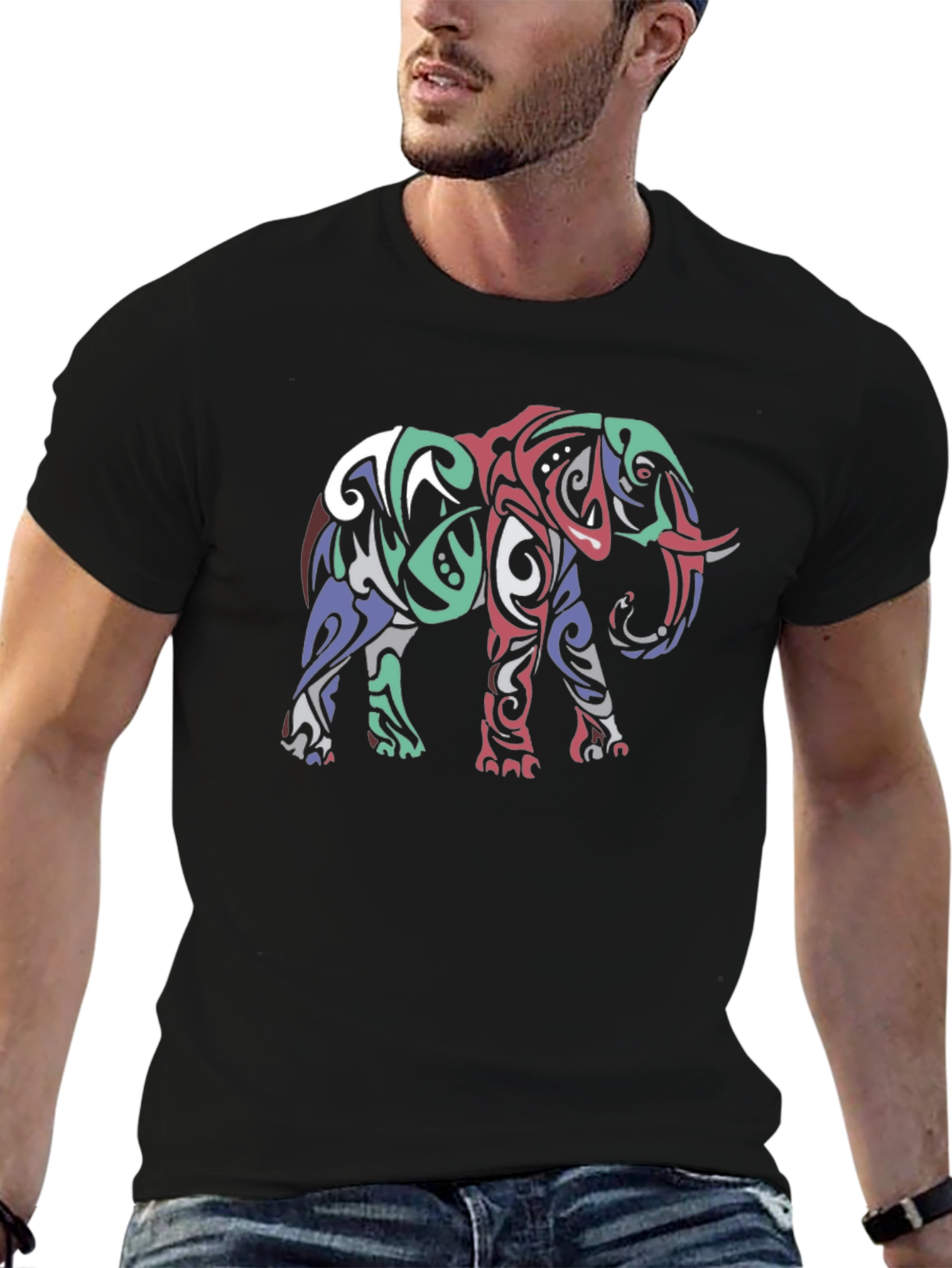 Tribal Elephant Graphic Tee - Stylish Mens T-Shirt