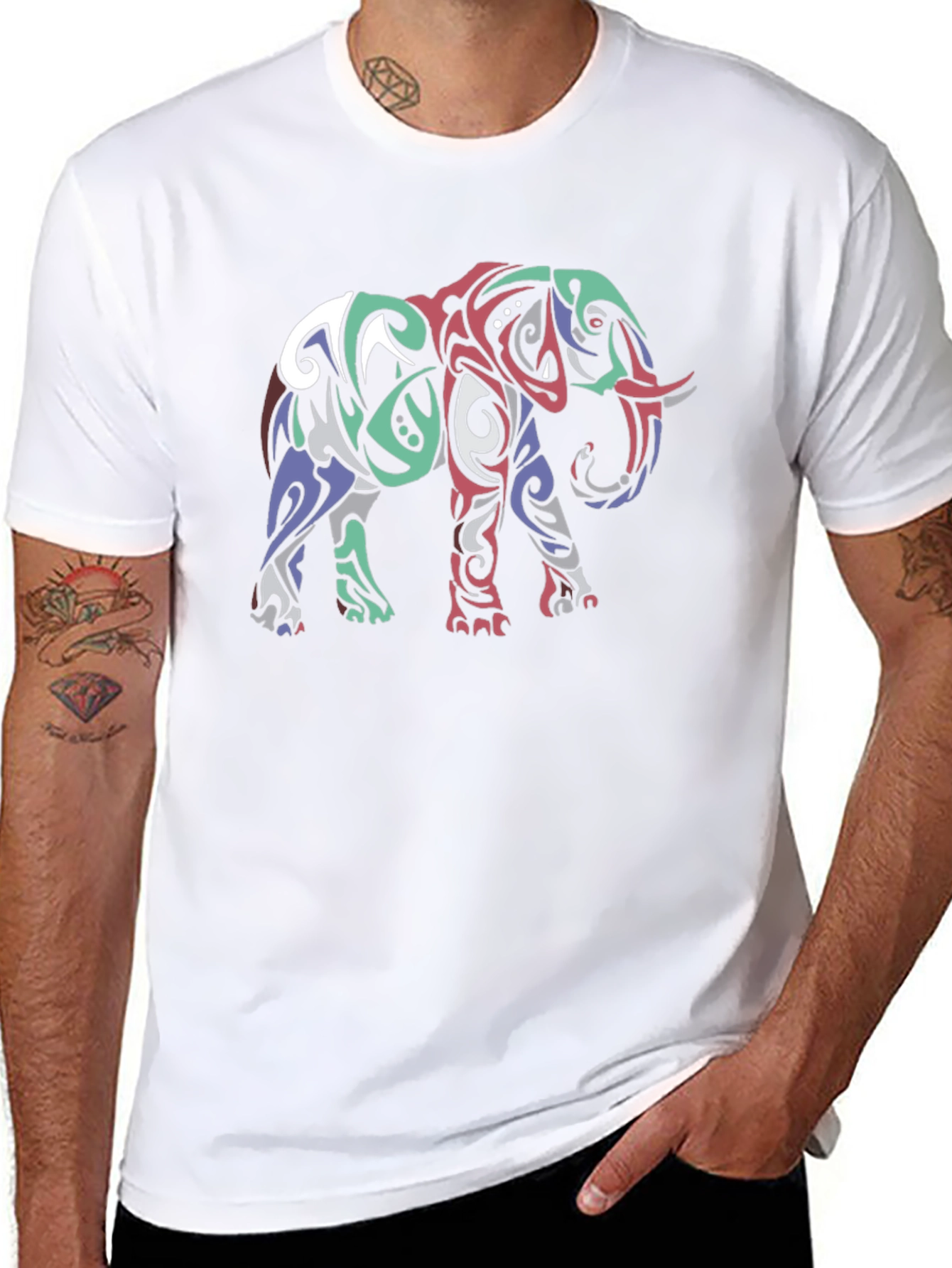 Tribal Elephant Graphic Tee - Stylish Mens T-Shirt