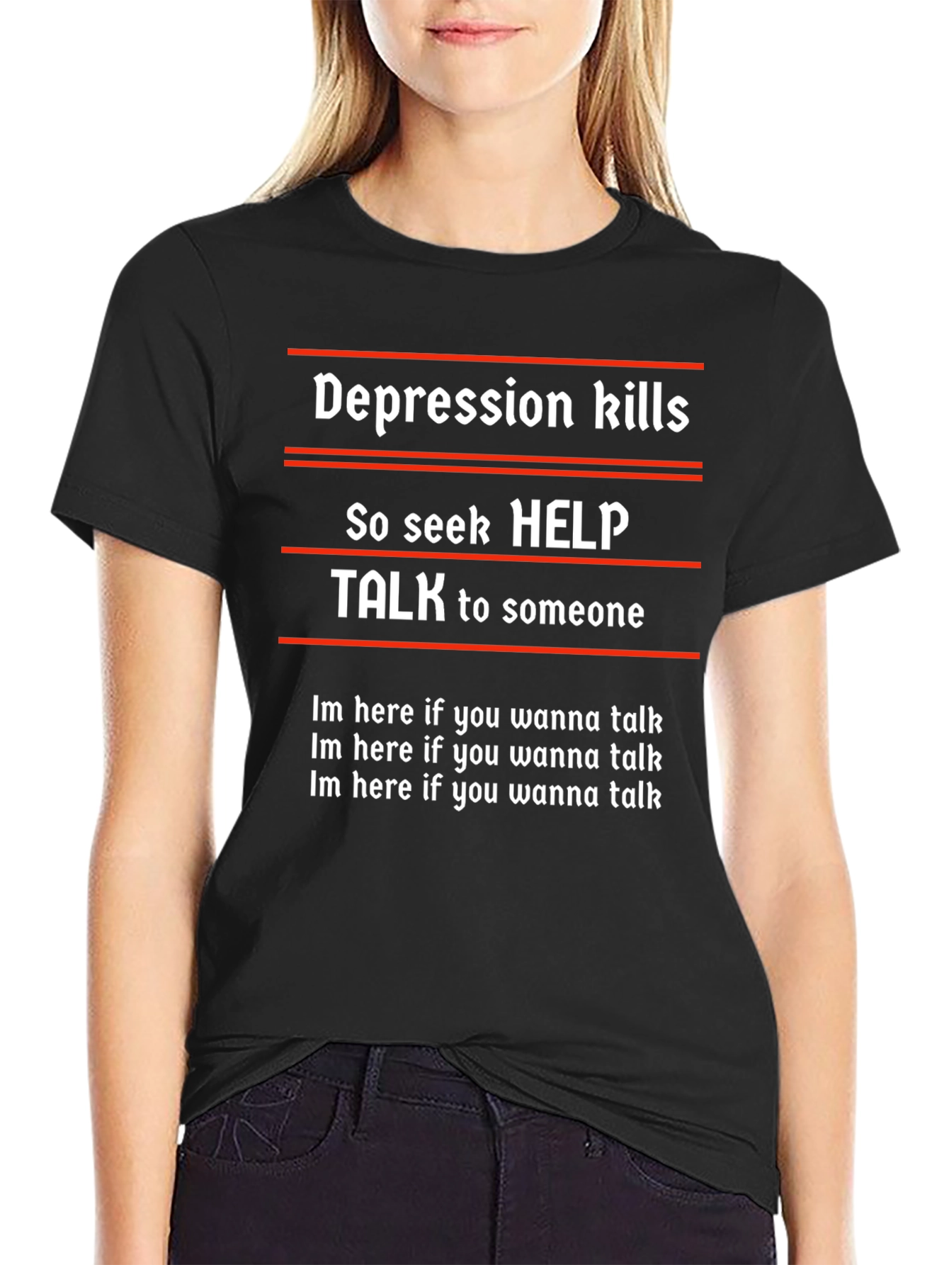Depression Awareness T-Shirt - Seek Help Talk