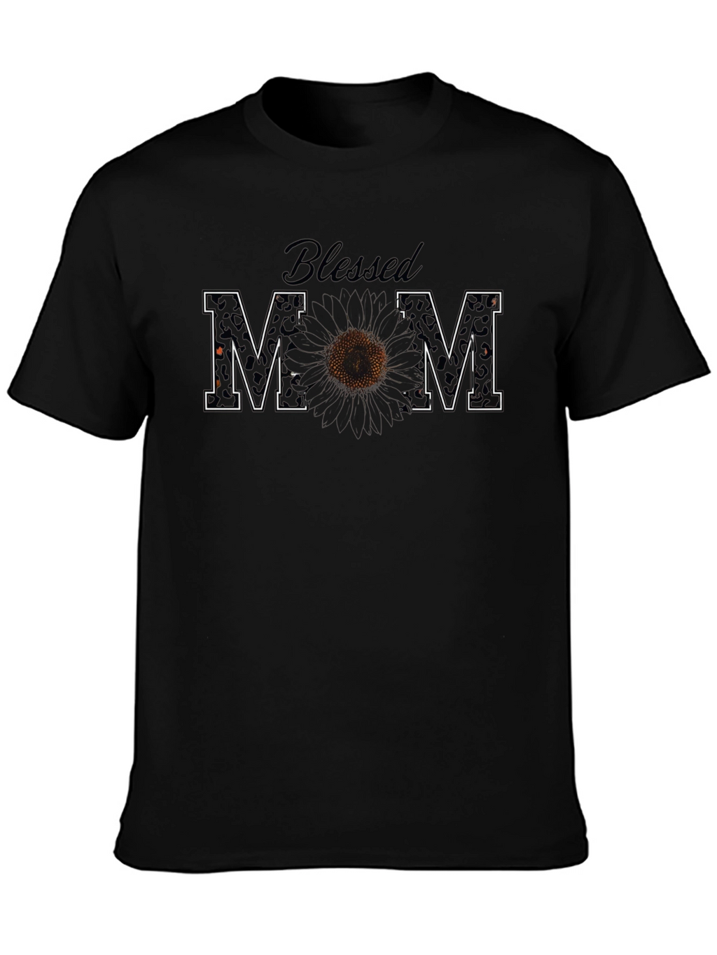 Blessed Mom Leopard Print Sunflower Graphic Tee