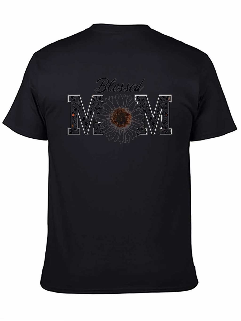 Blessed Mom Leopard Print Sunflower Graphic Tee